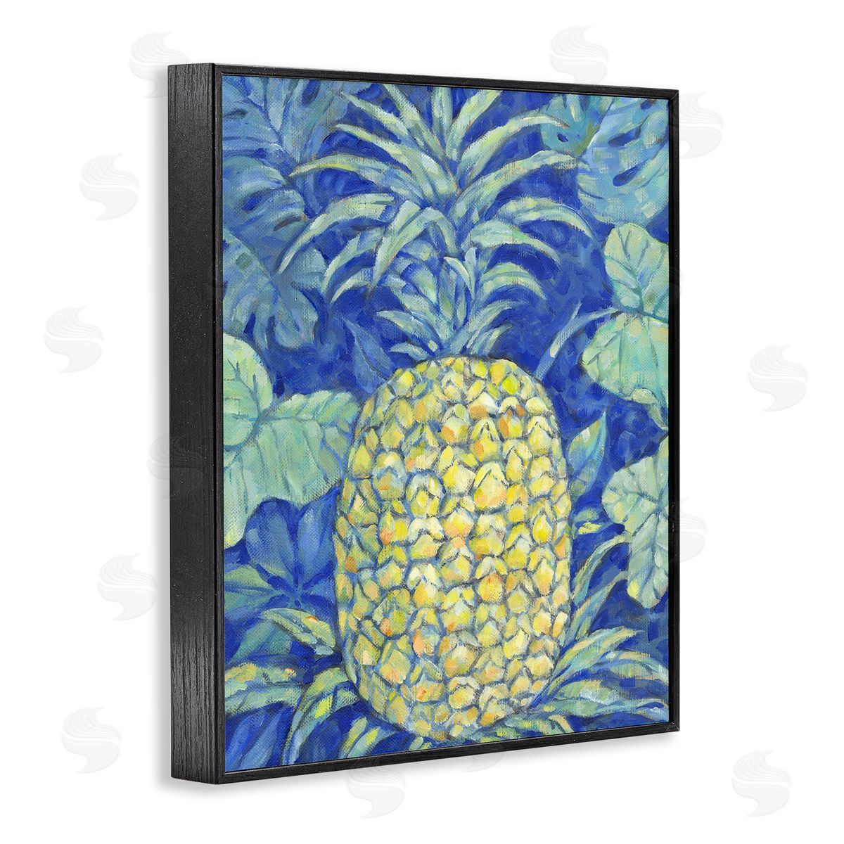 Blue Hawaii Pineapple Black Frame Print Wall Art, Home Decor by Paul Brent