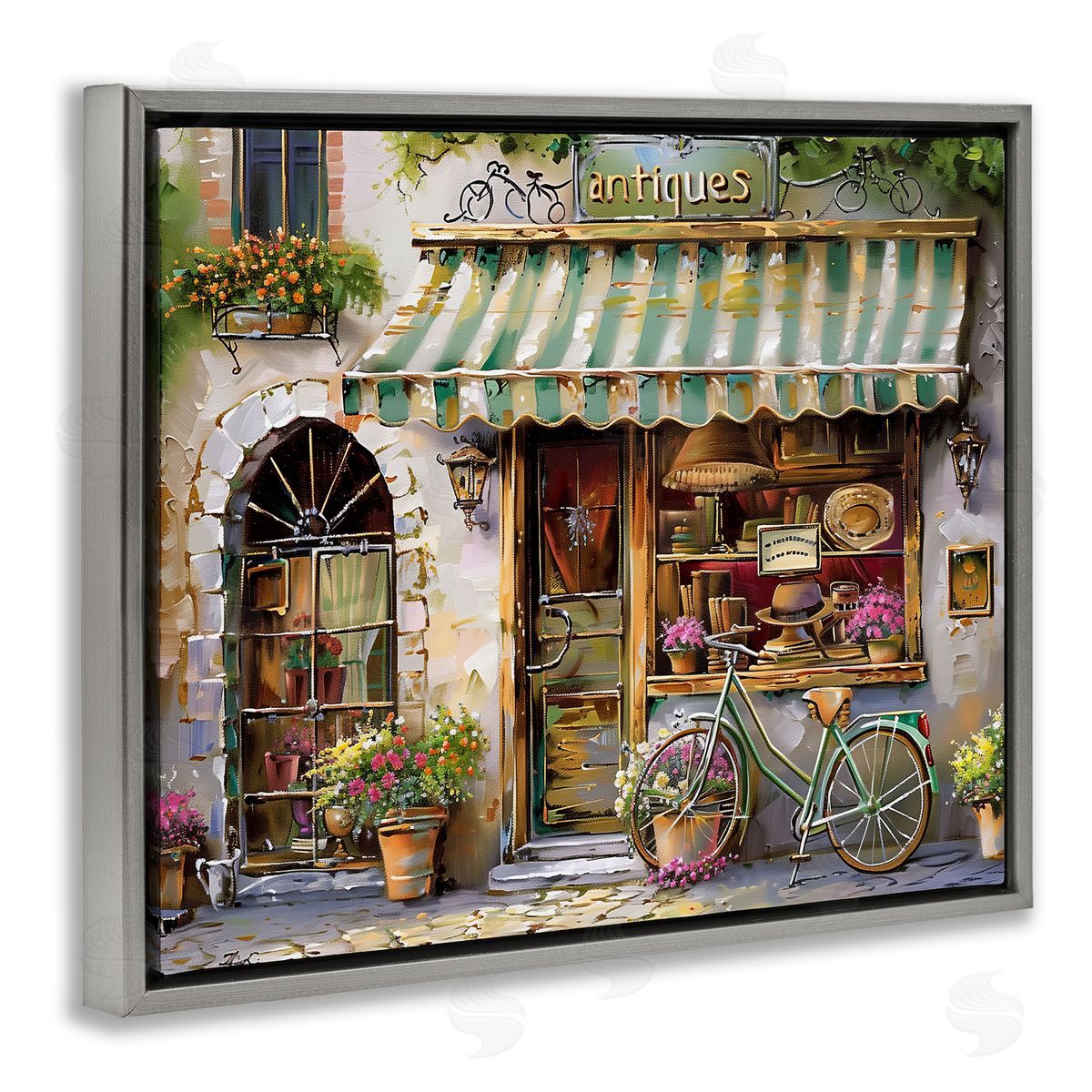 Charming Antique Shop Grey Floating Frame Canvas Wall Art, Home Decor by Arlington Prints