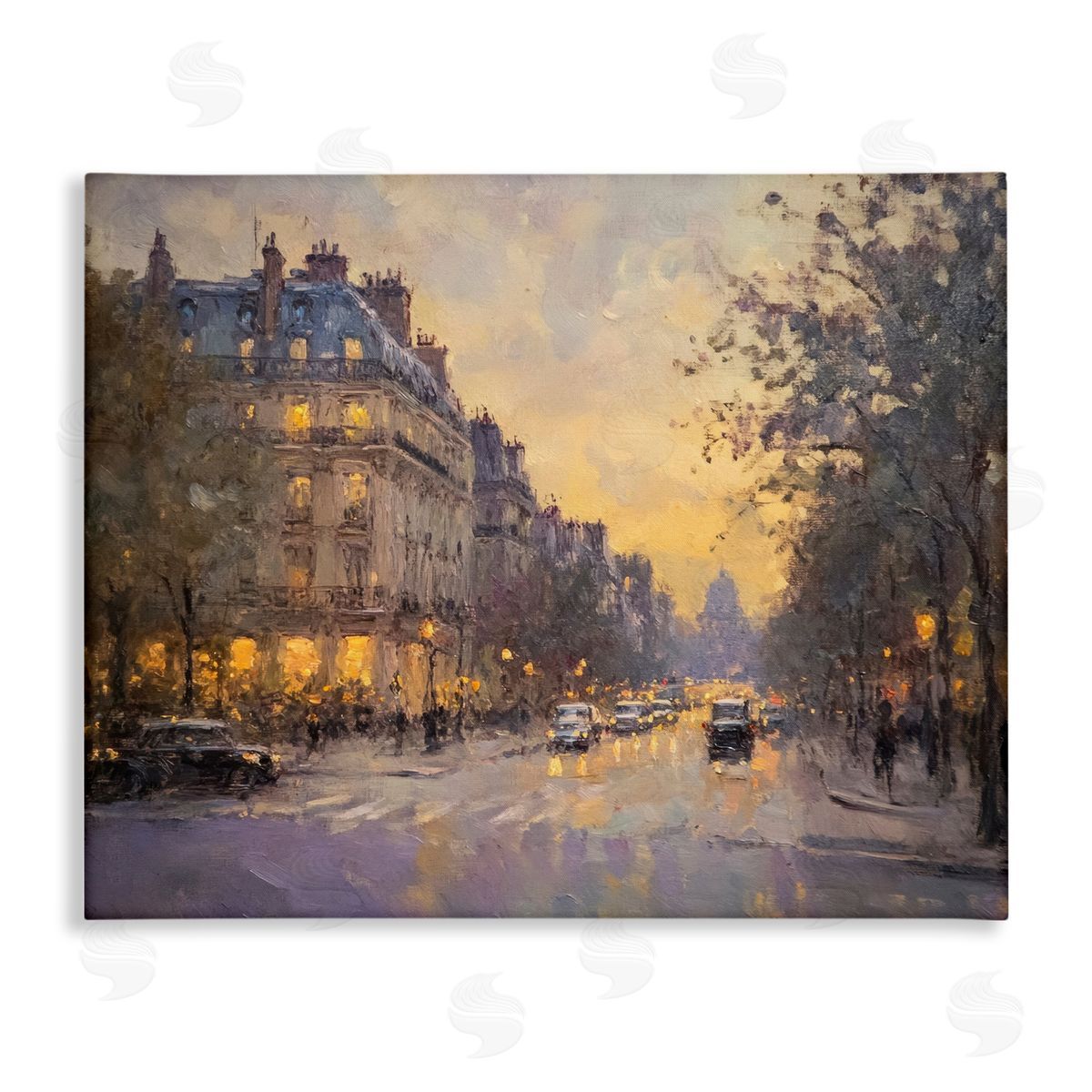 Vintage City Street View Canvas Wall Art, Home Decor by Petal Prints Design