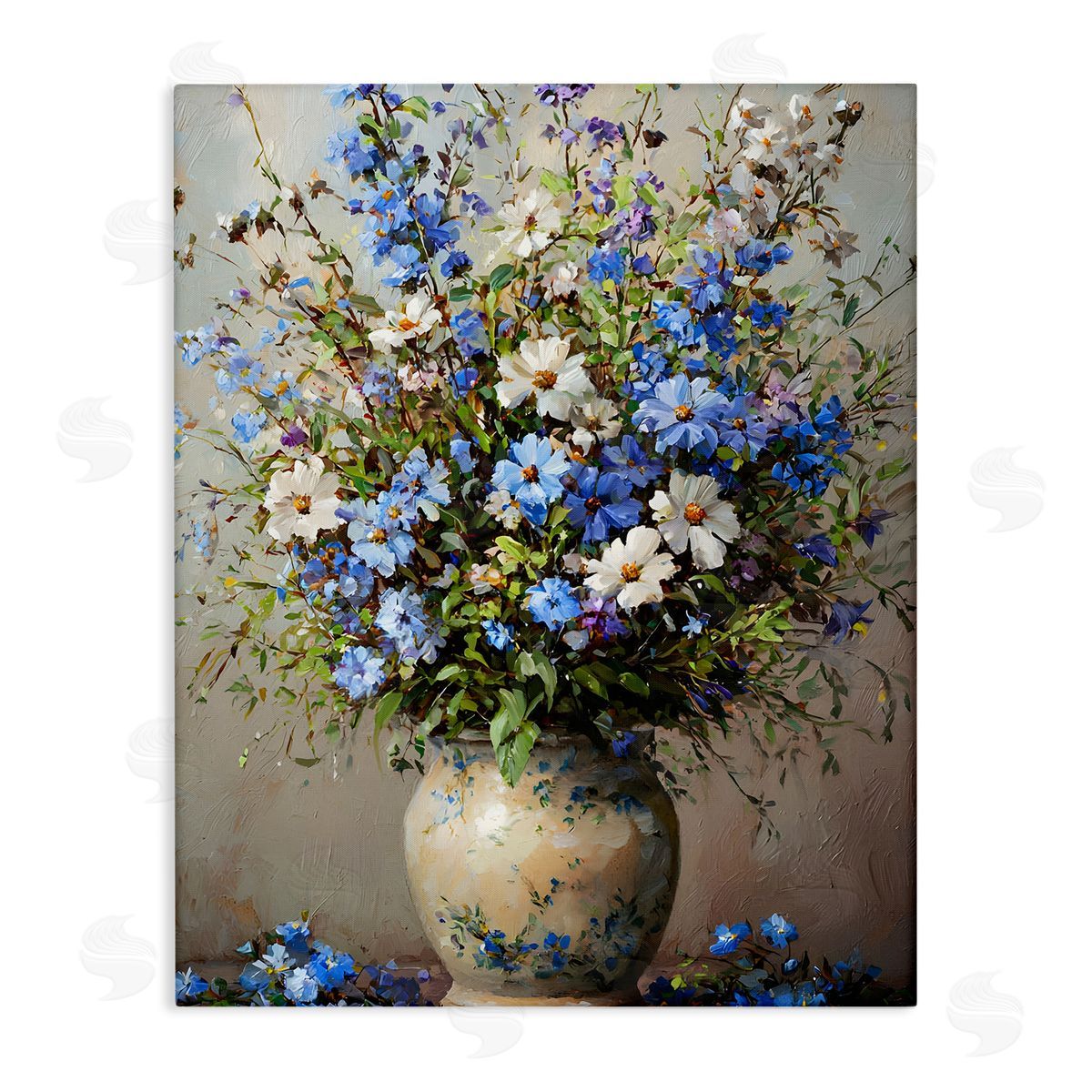 Cerulean Flower Bouquet Canvas Wall Art, Home Decor by Franklyn Gregory