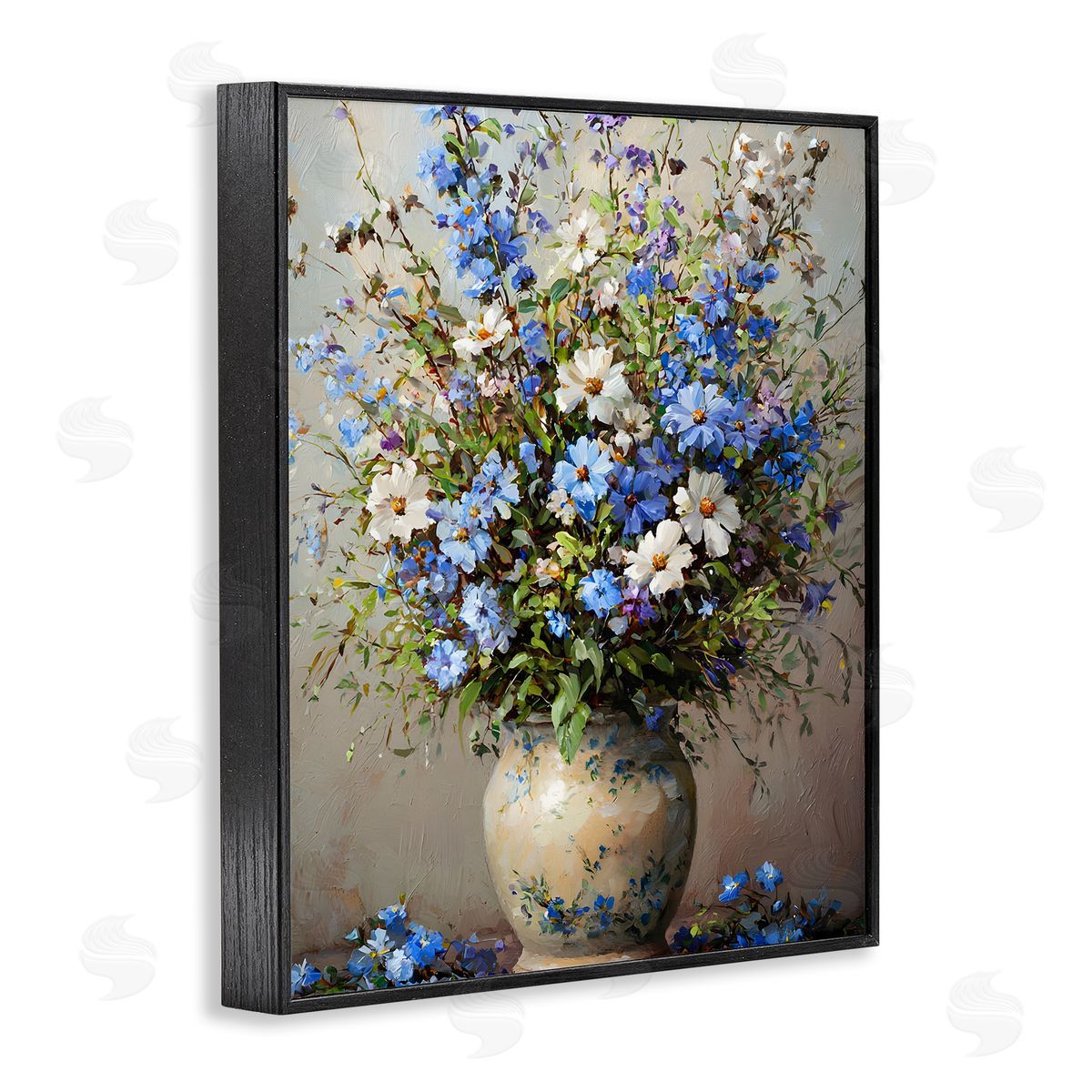 Cerulean Flower Bouquet Black Frame Print Wall Art, Home Decor by Franklyn Gregory