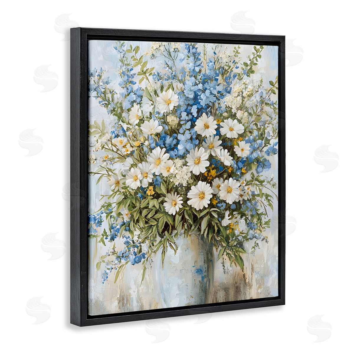 Heritage Style Bouquet Black Floating Frame Canvas Wall Art, Home Decor by Franklyn Gregory