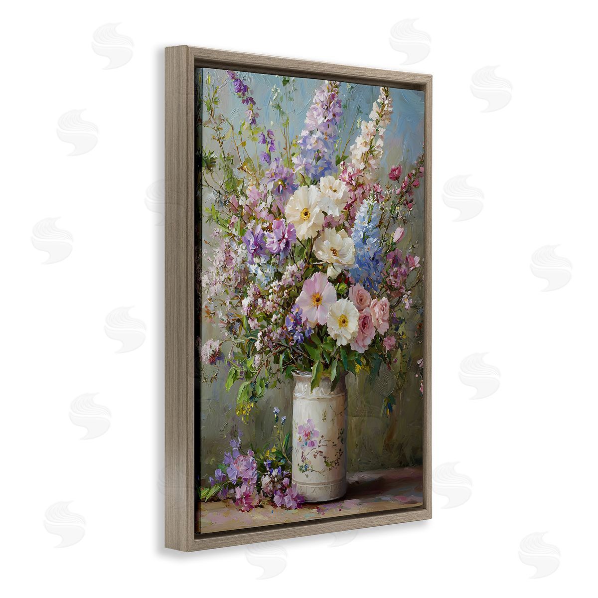 Flowers in Southern Country Vase Brown Floating Frame Canvas Wall Art, Home Decor by Franklyn Gregory
