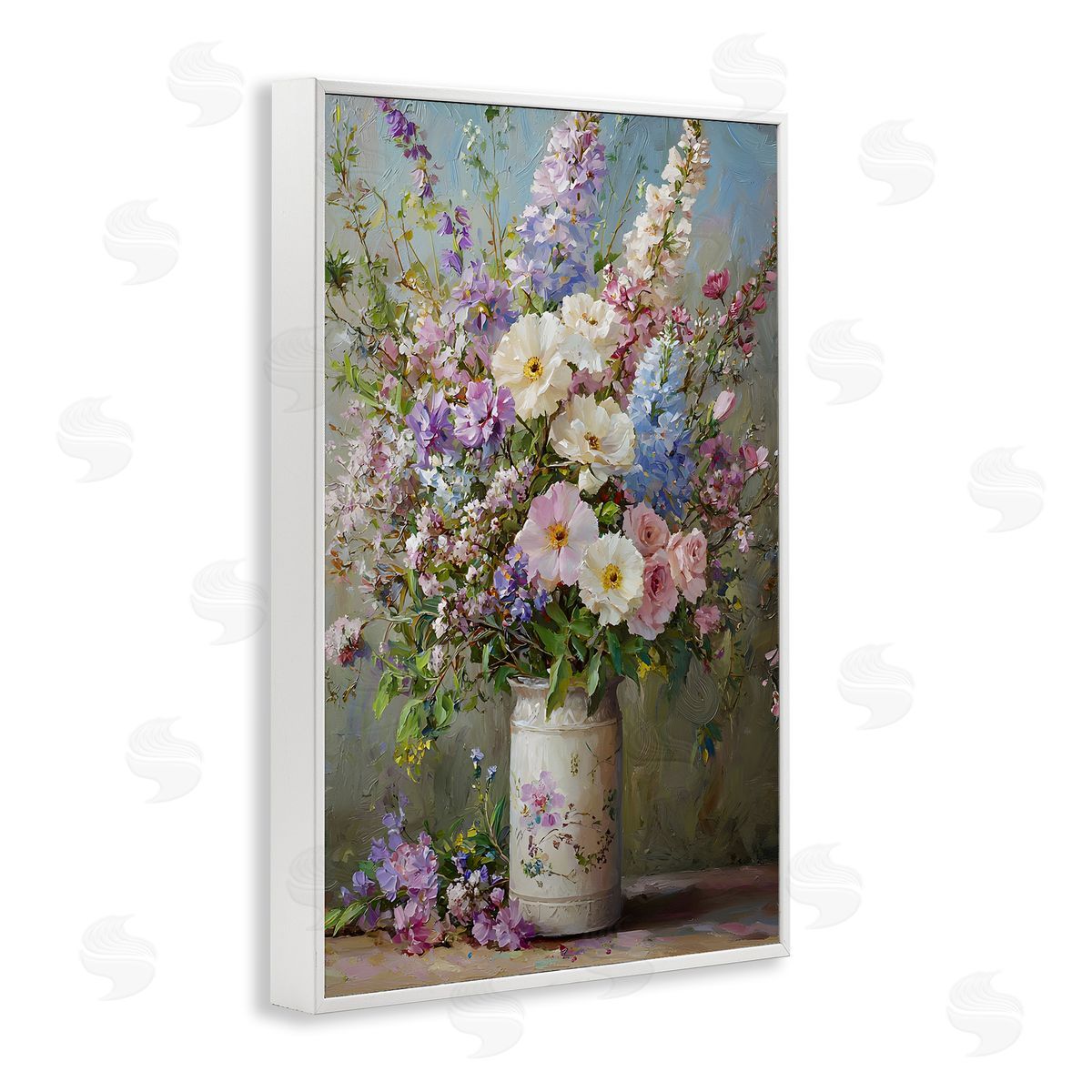 Flowers in Southern Country Vase White Frame Print Wall Art, Home Decor by Franklyn Gregory