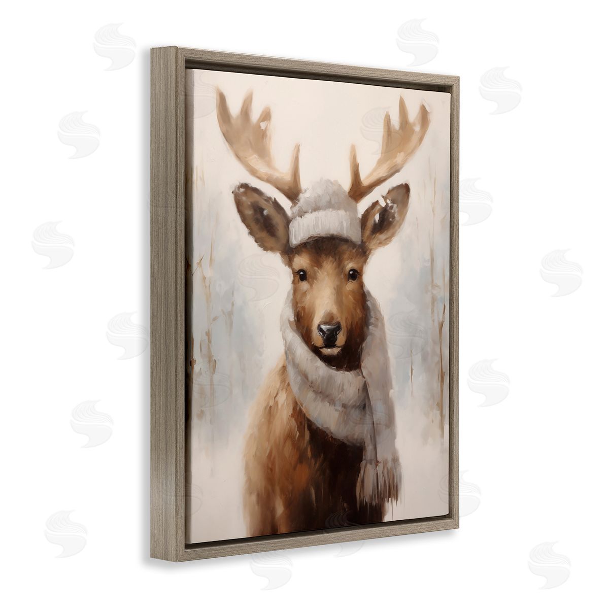 Cozy Winter Deer Fawn Brown Floating Frame Canvas Wall Art, Home Decor by Arlington Prints