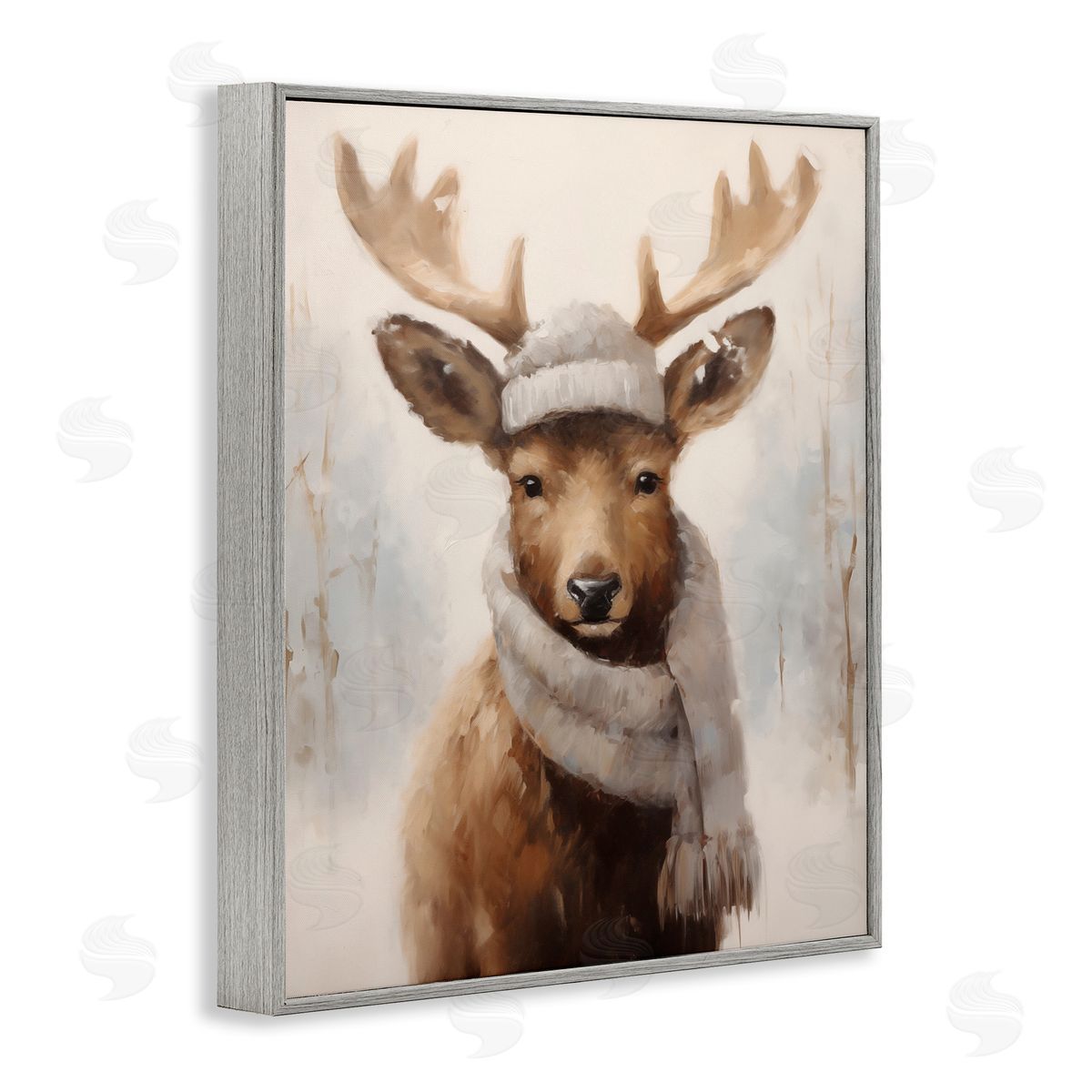 Cozy Winter Deer Fawn Grey Frame Print Wall Art, Home Decor by Arlington Prints