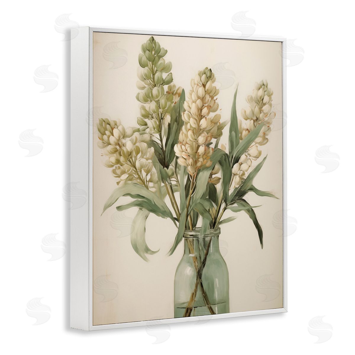 Country Botanicals in Green Jar White Frame Print Wall Art, Home Decor by Arlington Prints