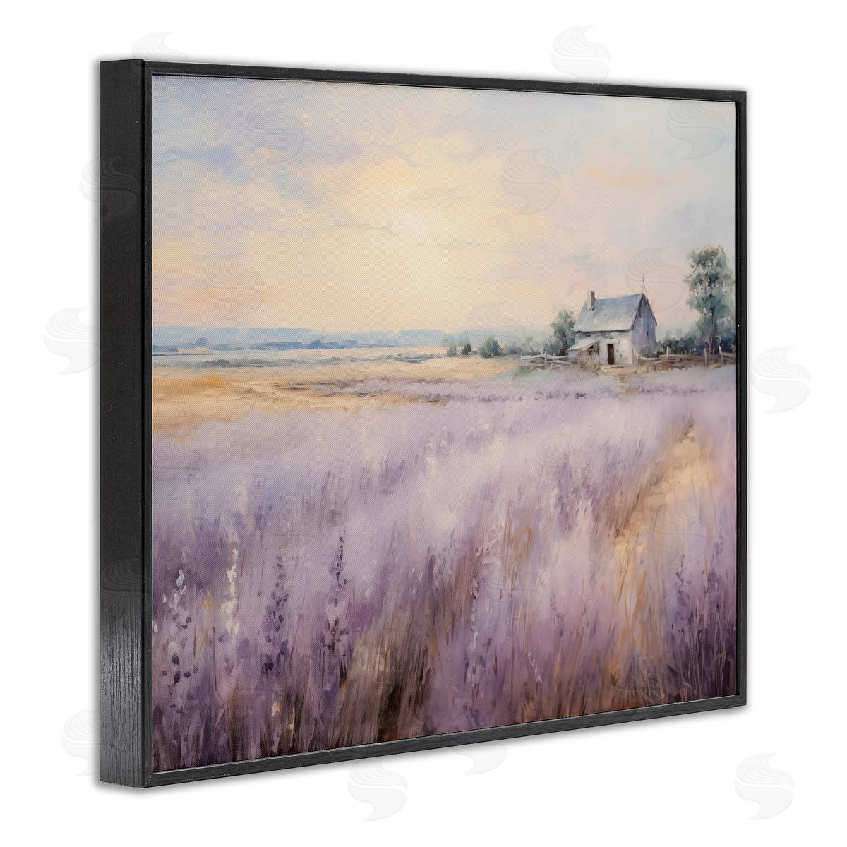 Lavender Farm Fields Black Frame Print Wall Art, Home Decor by Arlington Prints