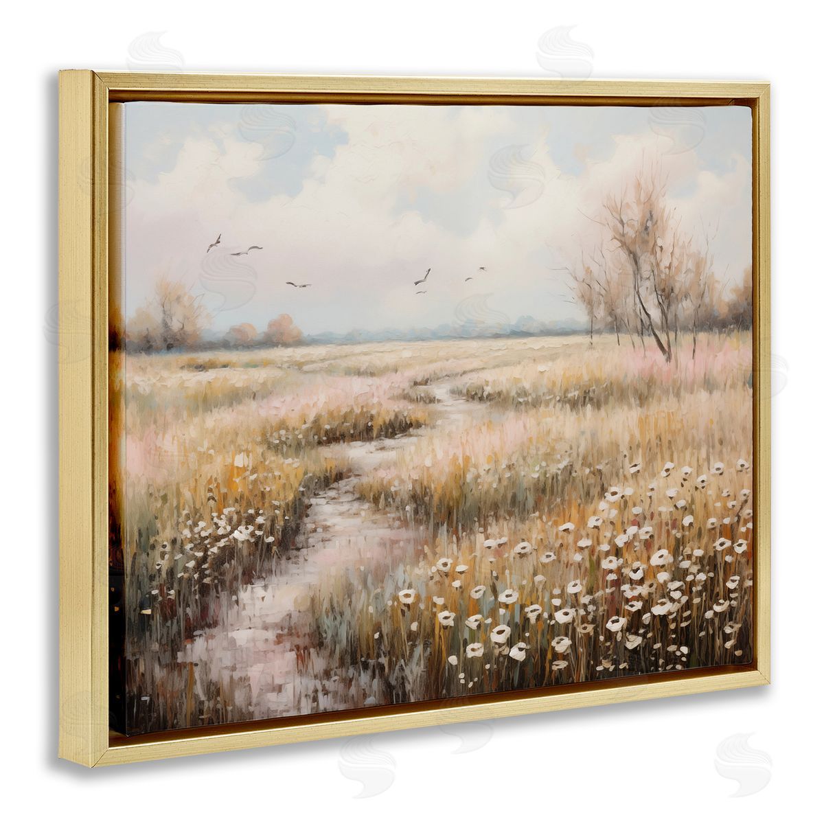 Wildflowers by Rural Path Gold Floating Frame Canvas Wall Art, Home Decor by Arlington Prints