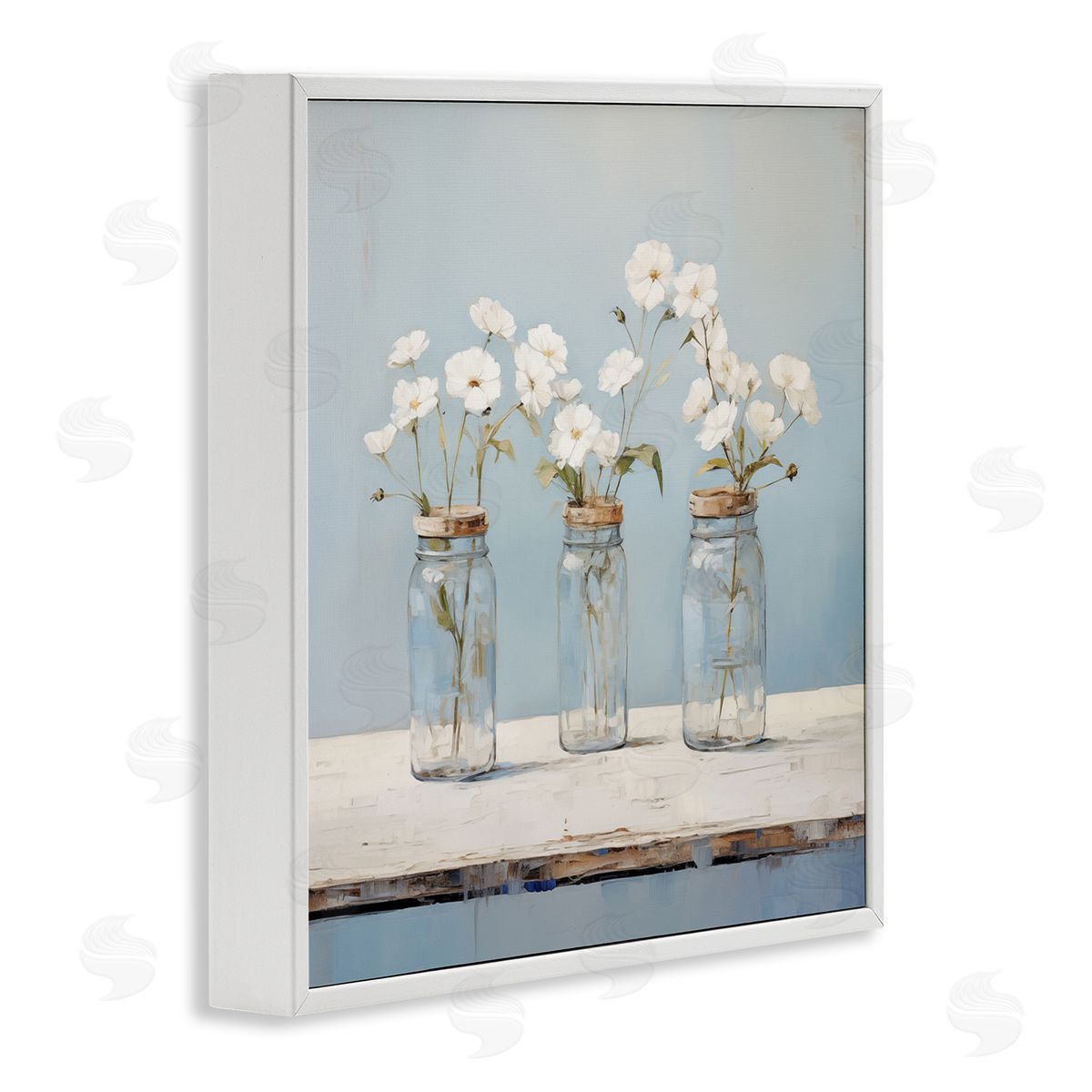Country Jar Bouquet Trio White Frame Print Wall Art, Home Decor by Arlington Prints