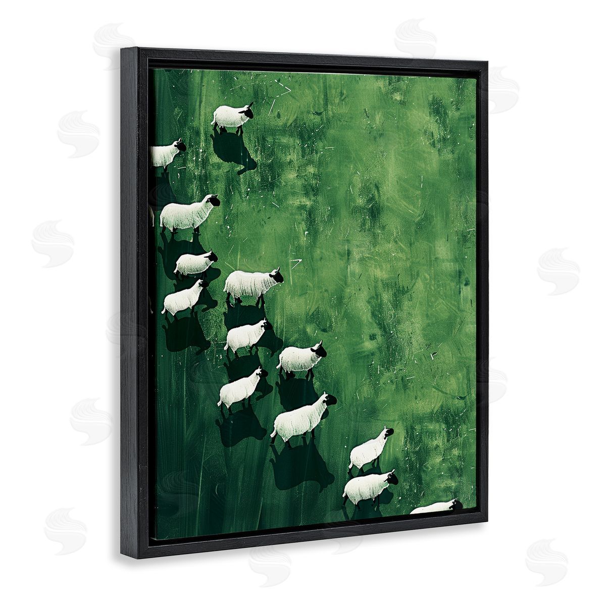 Wandering Sheep Abstraction Black Floating Frame Canvas Wall Art, Home Decor by Arlington Prints
