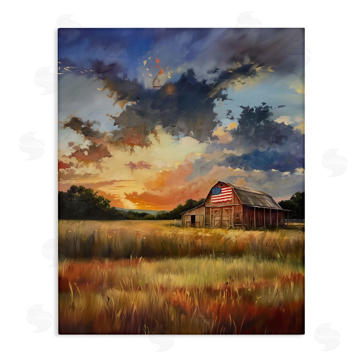American Barn at Sunset Canvas Wall Art, Home Decor by Arlington Prints