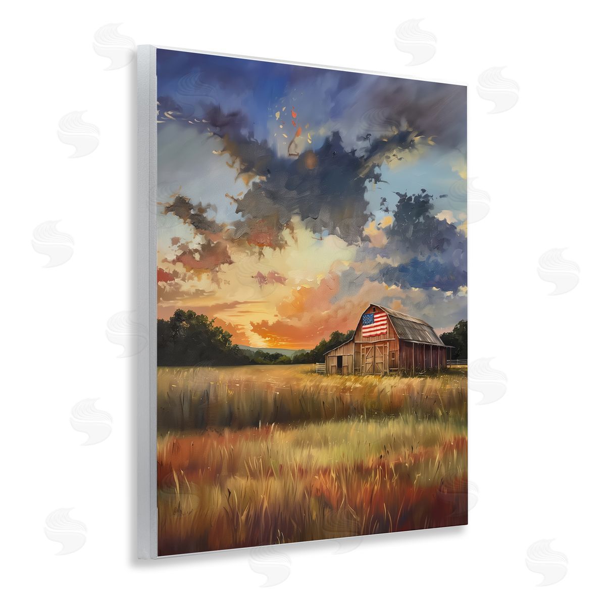 American Barn at Sunset Wood Plaque Wall Art, Home Decor by Arlington Prints