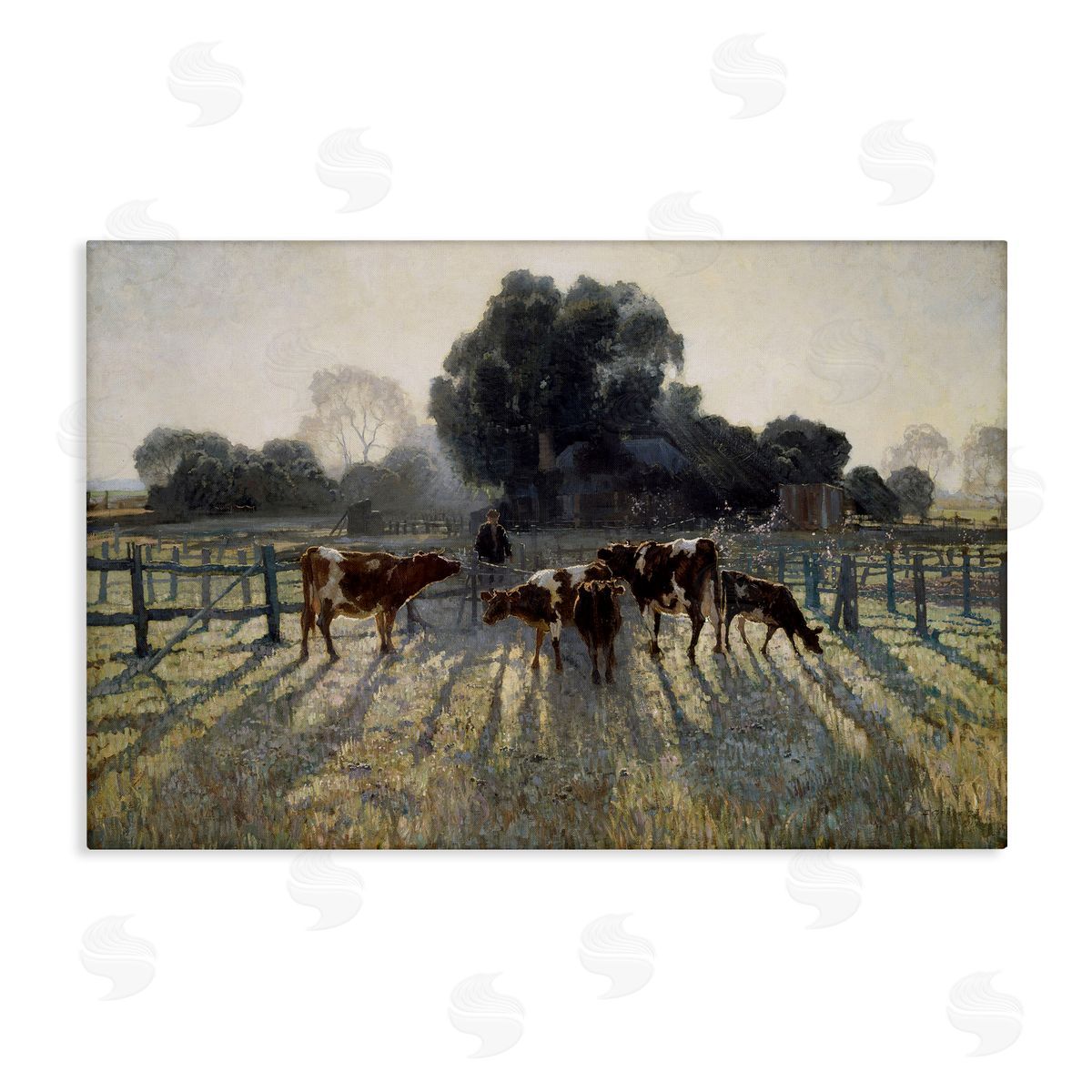 Elioth Gruner Morning Cows Canvas Wall Art, Home Decor by Arlington Prints