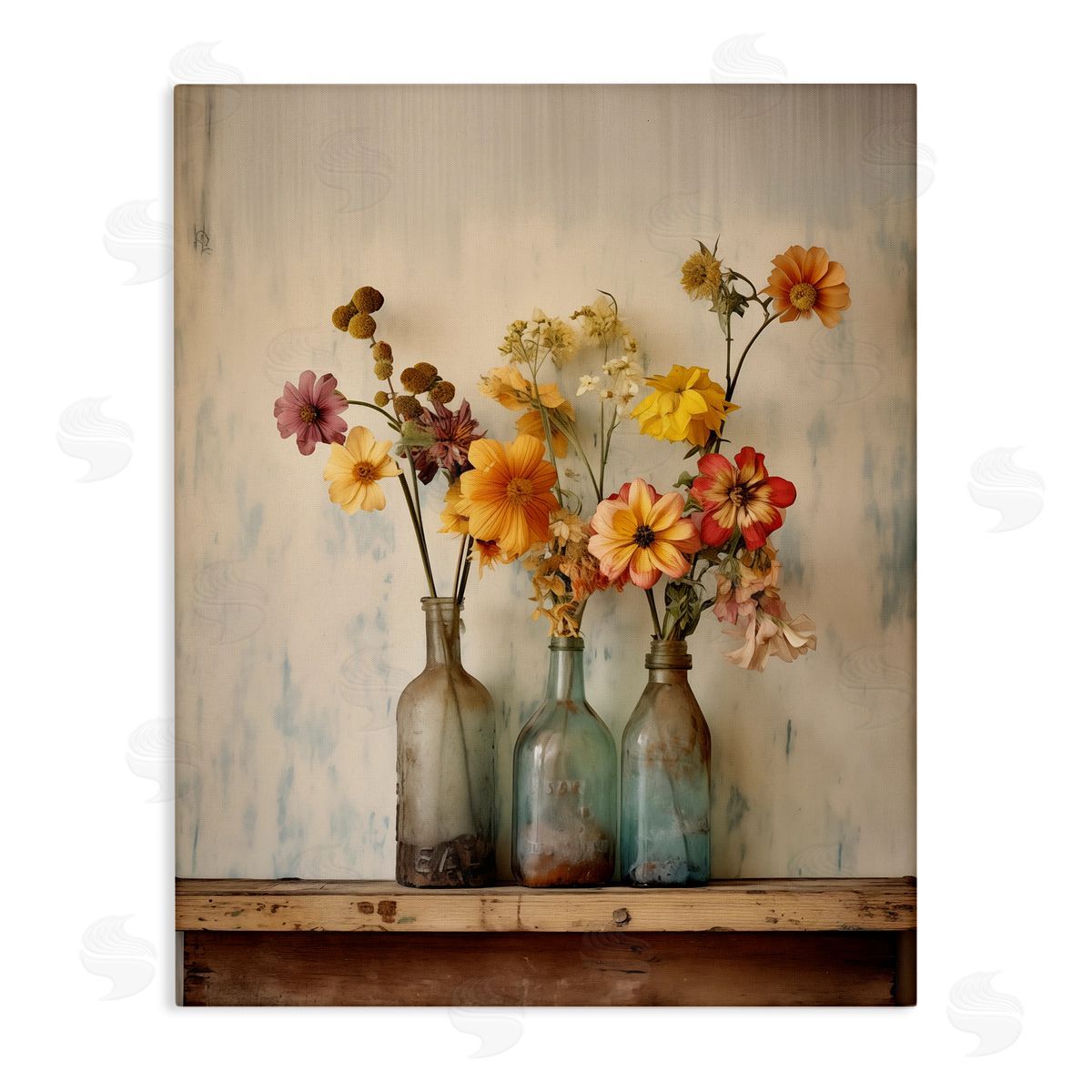 Rustic Spring Flowers Shelf Canvas Wall Art, Home Decor by Arlington Prints