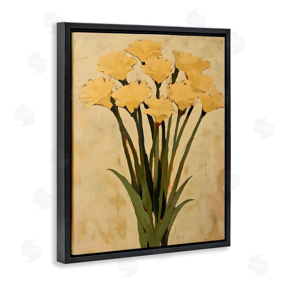 Hand Picked Daffodils Black Floating Frame Canvas Wall Art, Home Decor by Franklyn Gregory