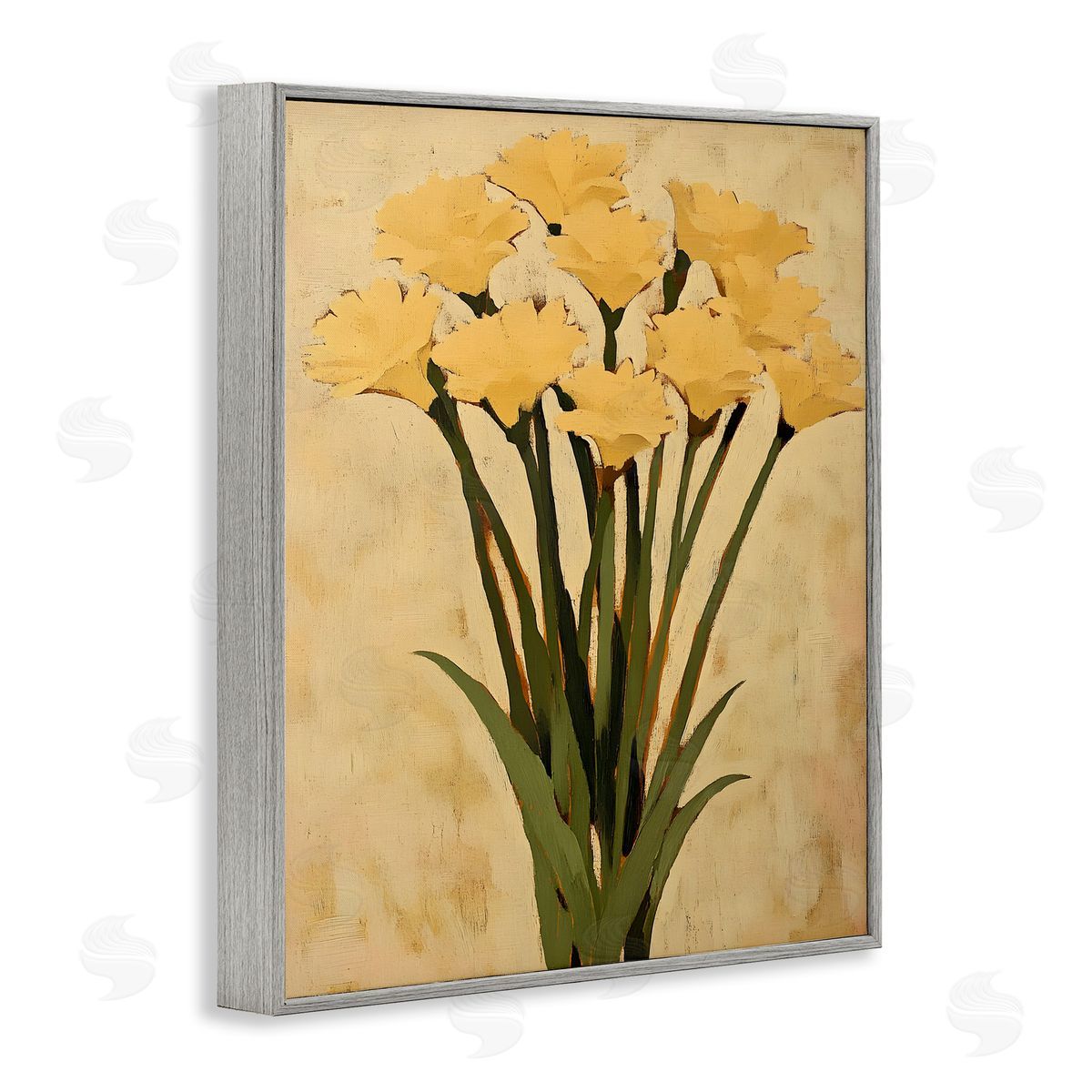 Hand Picked Daffodils Grey Frame Print Wall Art, Home Decor by Franklyn Gregory