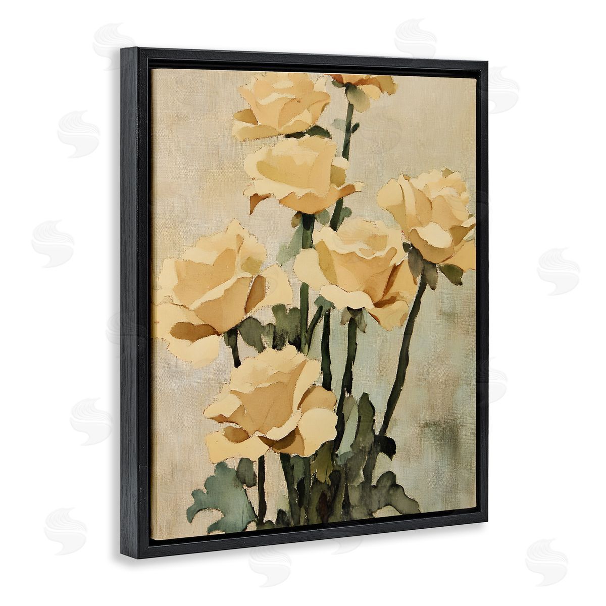 Vintage Roses Bundle Black Floating Frame Canvas Wall Art, Home Decor by Franklyn Gregory