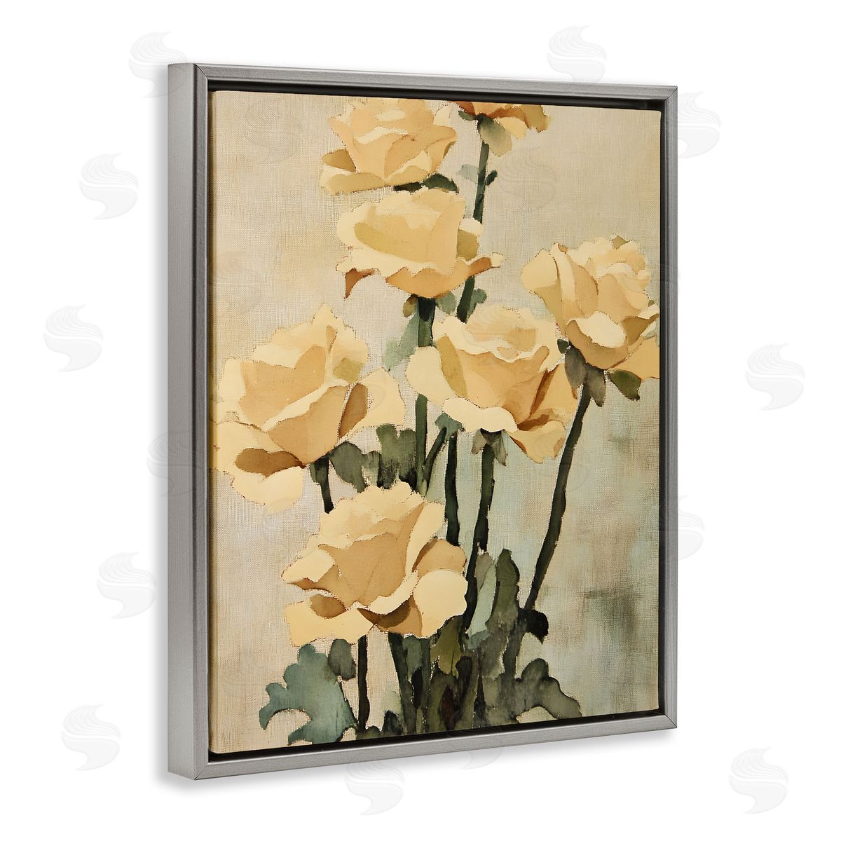 Vintage Roses Bundle Grey Floating Frame Canvas Wall Art, Home Decor by Franklyn Gregory