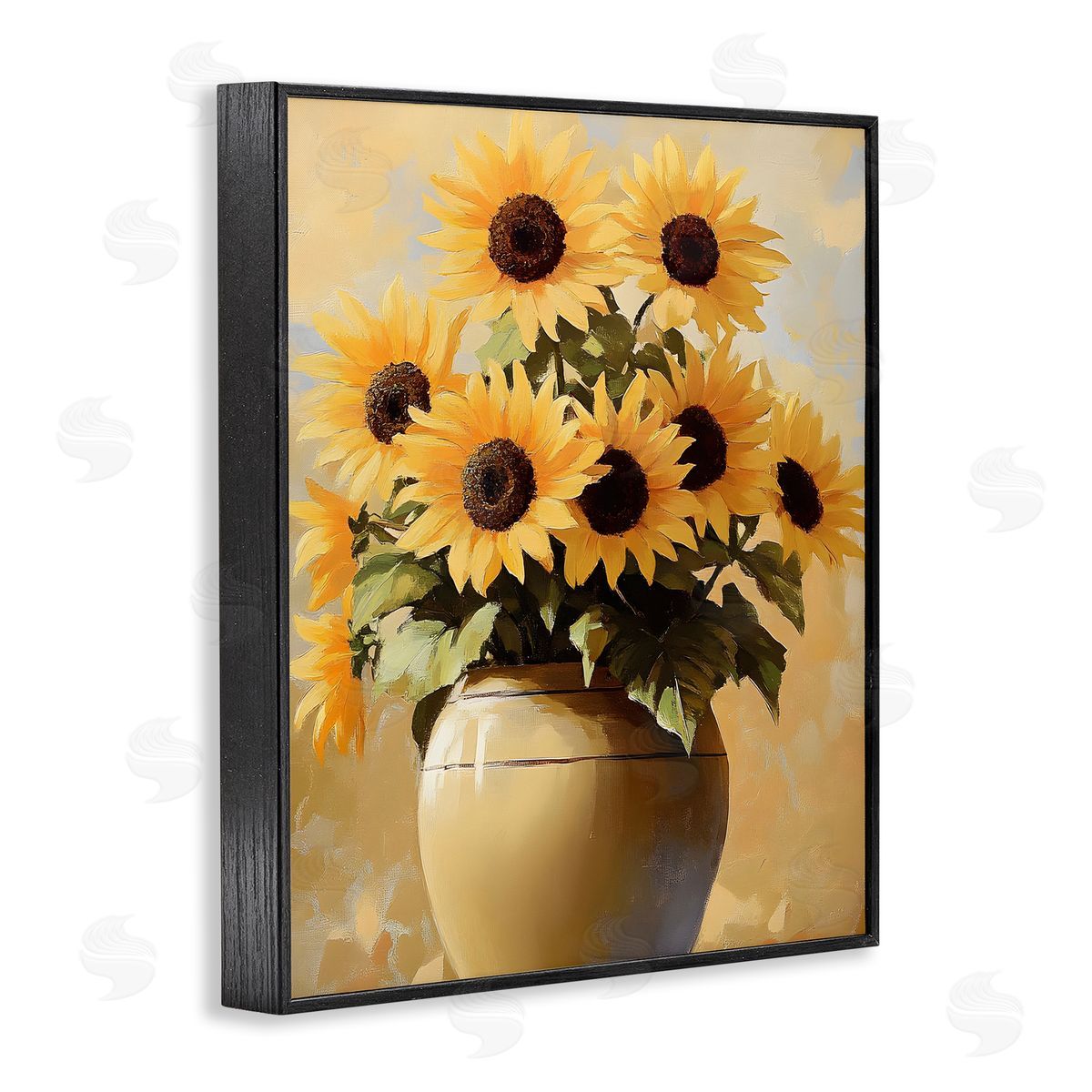 Sunflower Pot Still Life Black Frame Print Wall Art, Home Decor by Franklyn Gregory