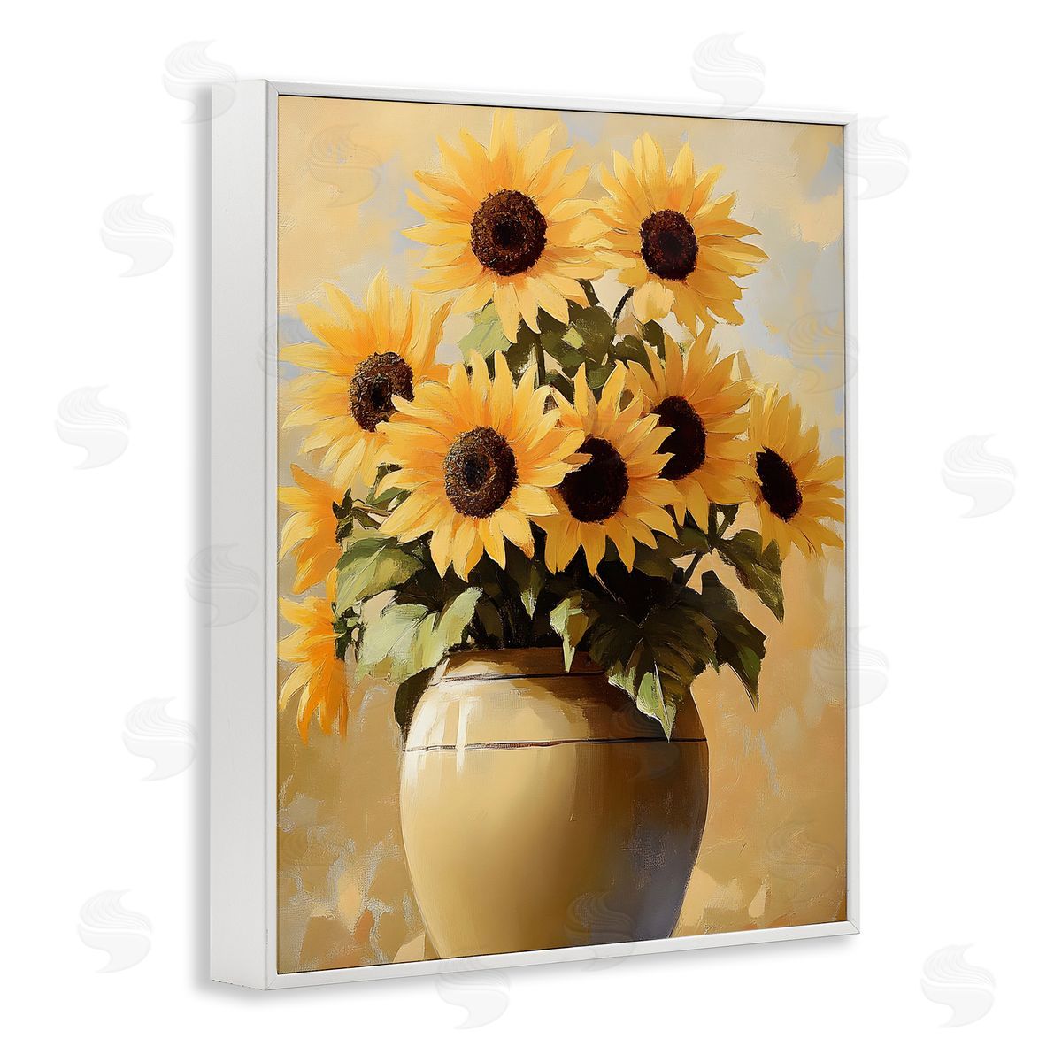 Sunflower Pot Still Life White Frame Print Wall Art, Home Decor by Franklyn Gregory