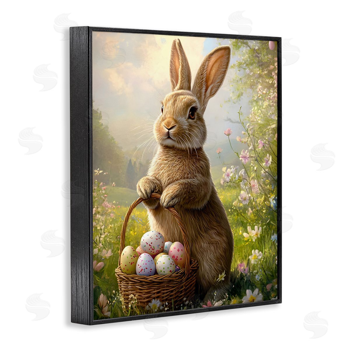 Bunny with Easter Basket Black Frame Print Wall Art, Home Decor by Franklyn Gregory