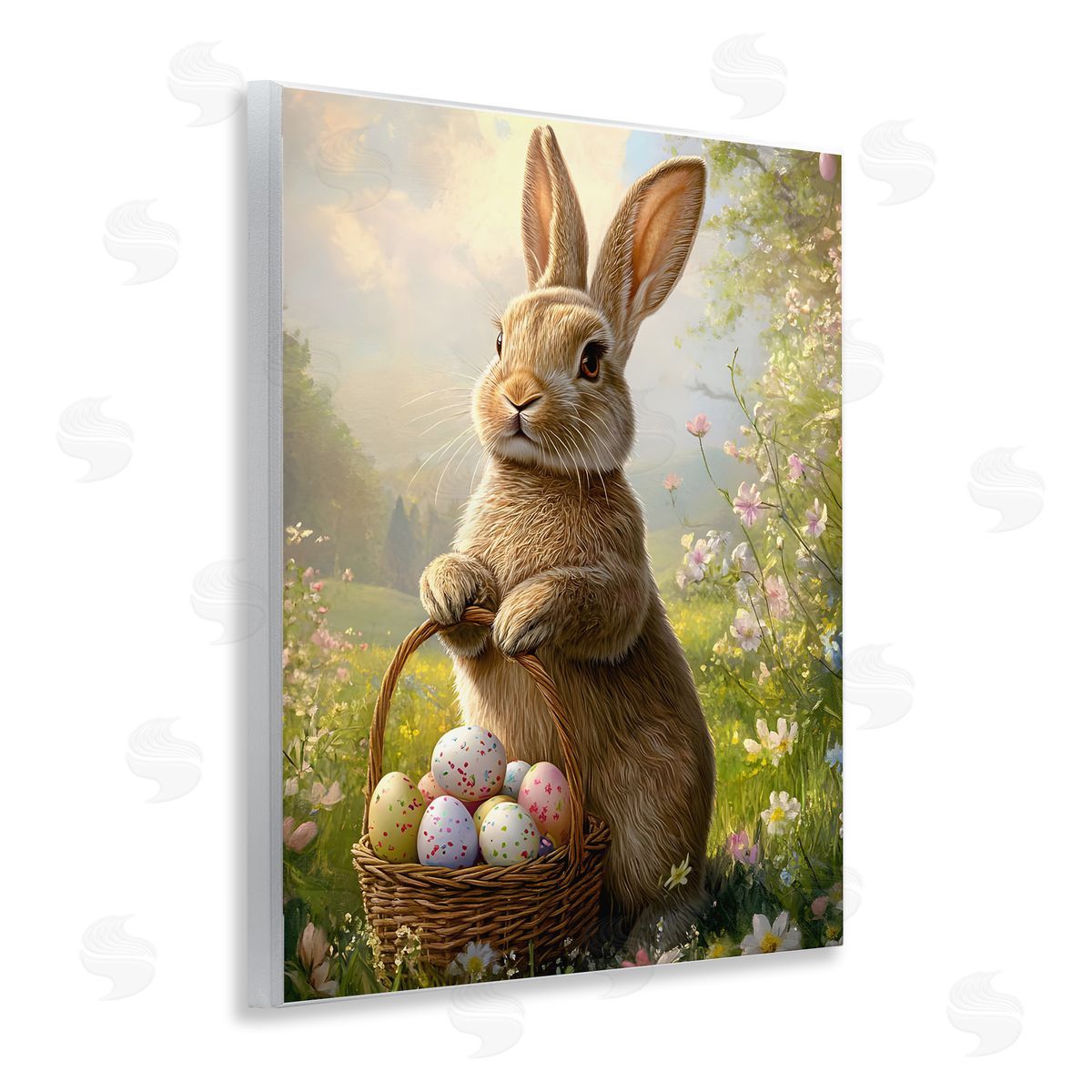 Bunny with Easter Basket Wood Plaque Wall Art, Home Decor by Franklyn Gregory