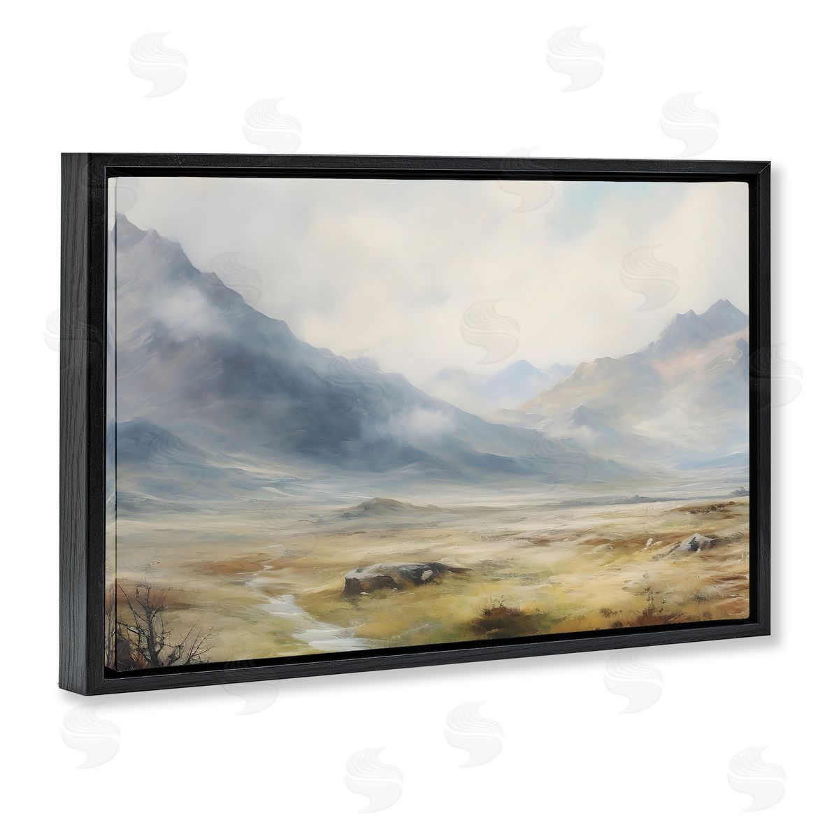 Faded Mountain Secrets Black Floating Frame Canvas Wall Art, Home Decor by Franklyn Gregory