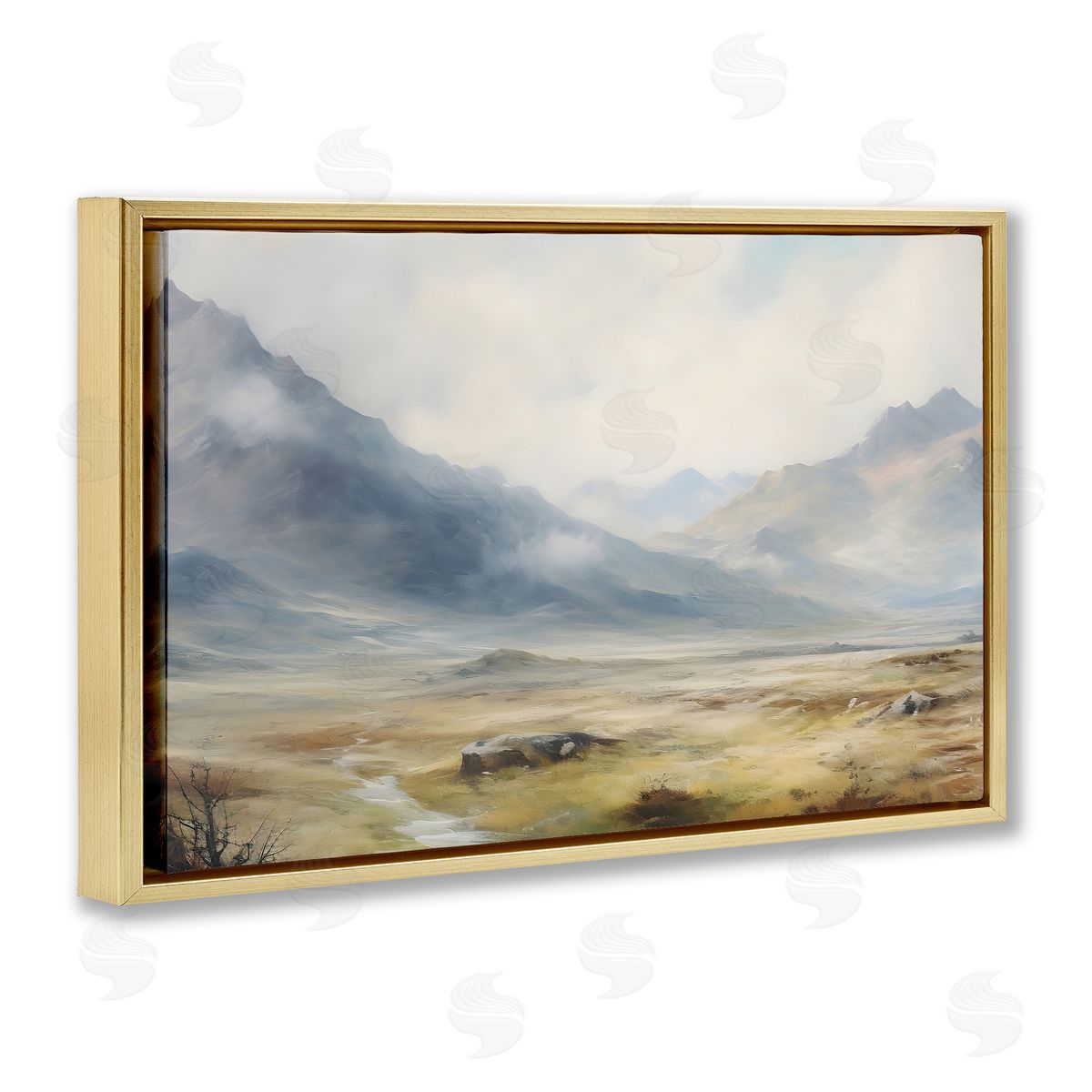 Faded Mountain Secrets Gold Floating Frame Canvas Wall Art, Home Decor by Franklyn Gregory