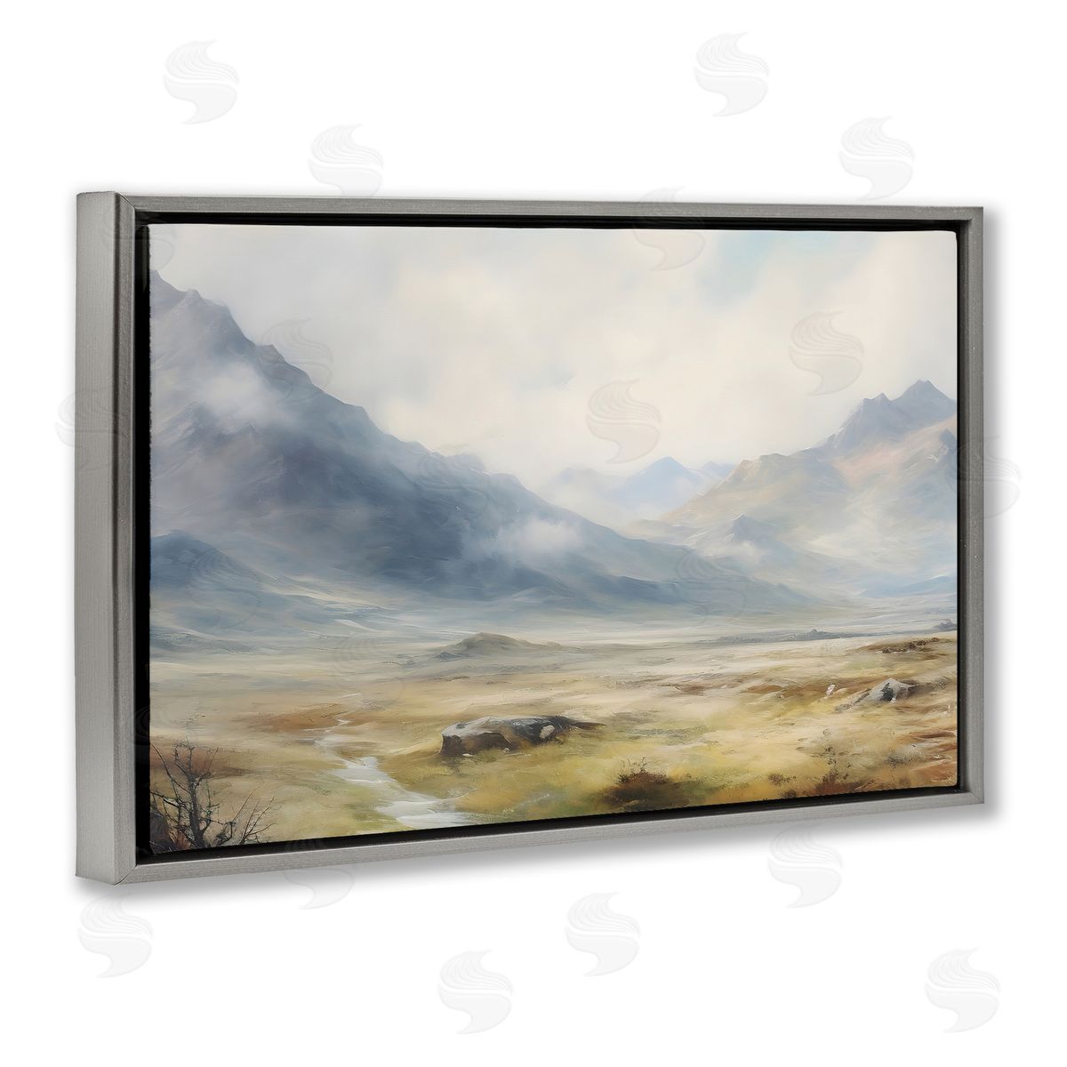 Faded Mountain Secrets Grey Floating Frame Canvas Wall Art, Home Decor by Franklyn Gregory