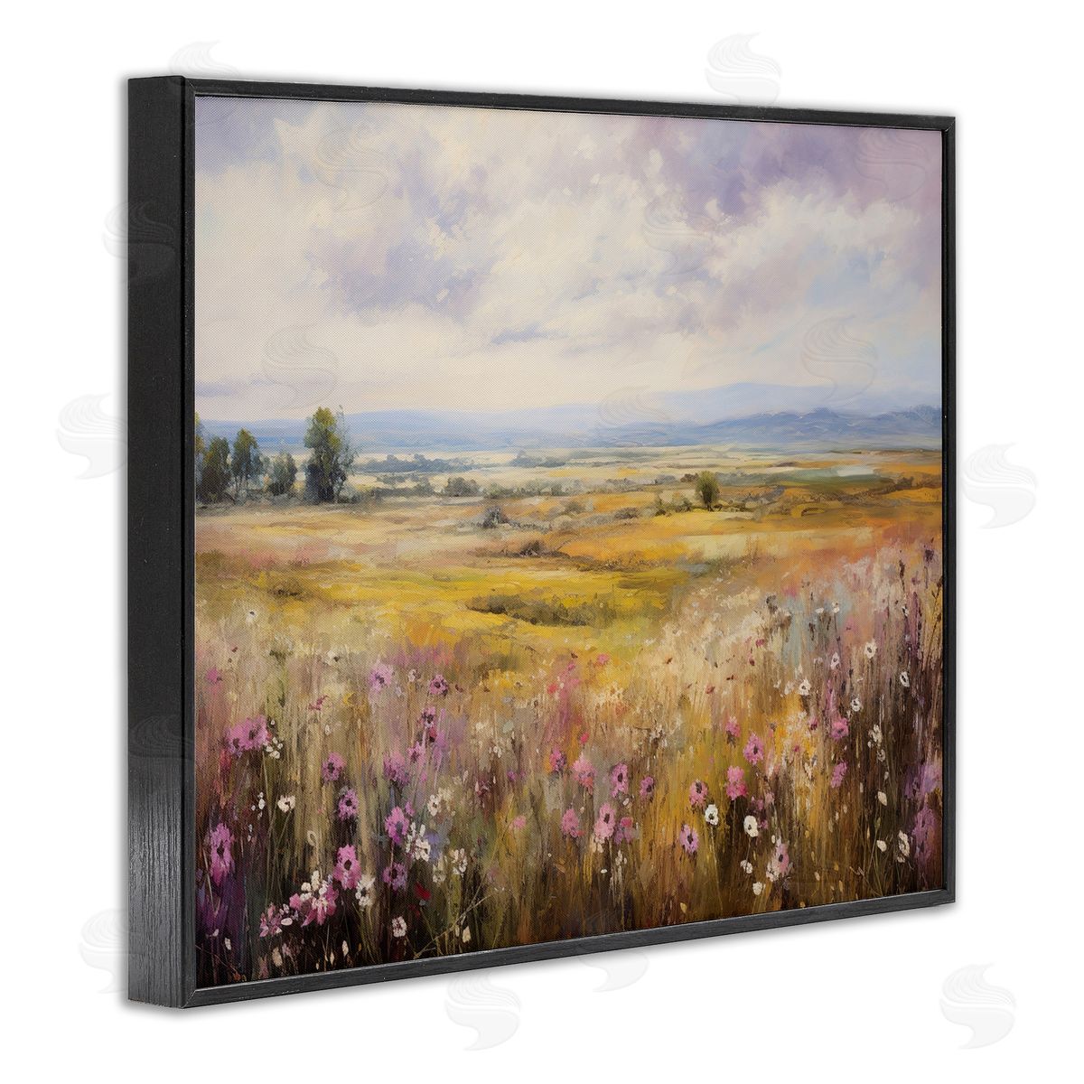 Vast Meadow with Subtle Flowers Black Frame Print Wall Art, Home Decor by Franklyn Gregory