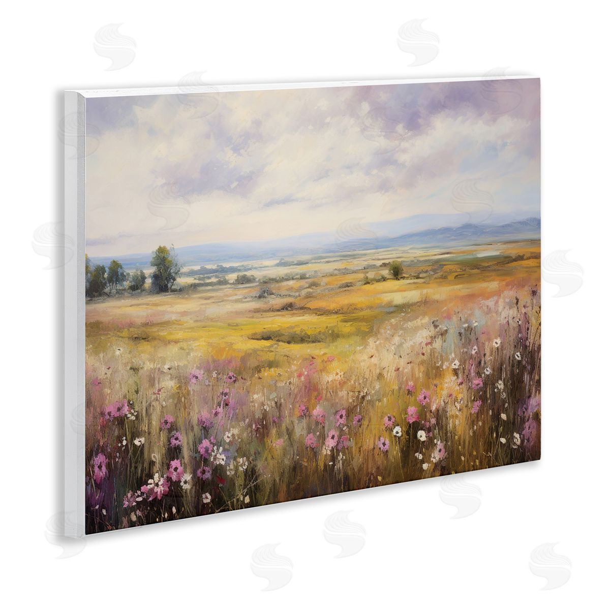 Vast Meadow with Subtle Flowers Wood Plaque Wall Art, Home Decor by Franklyn Gregory