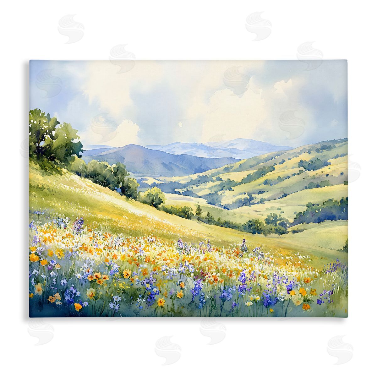 Spring Meadow with Distant Mountain Canvas Wall Art, Home Decor by Franklyn Gregory