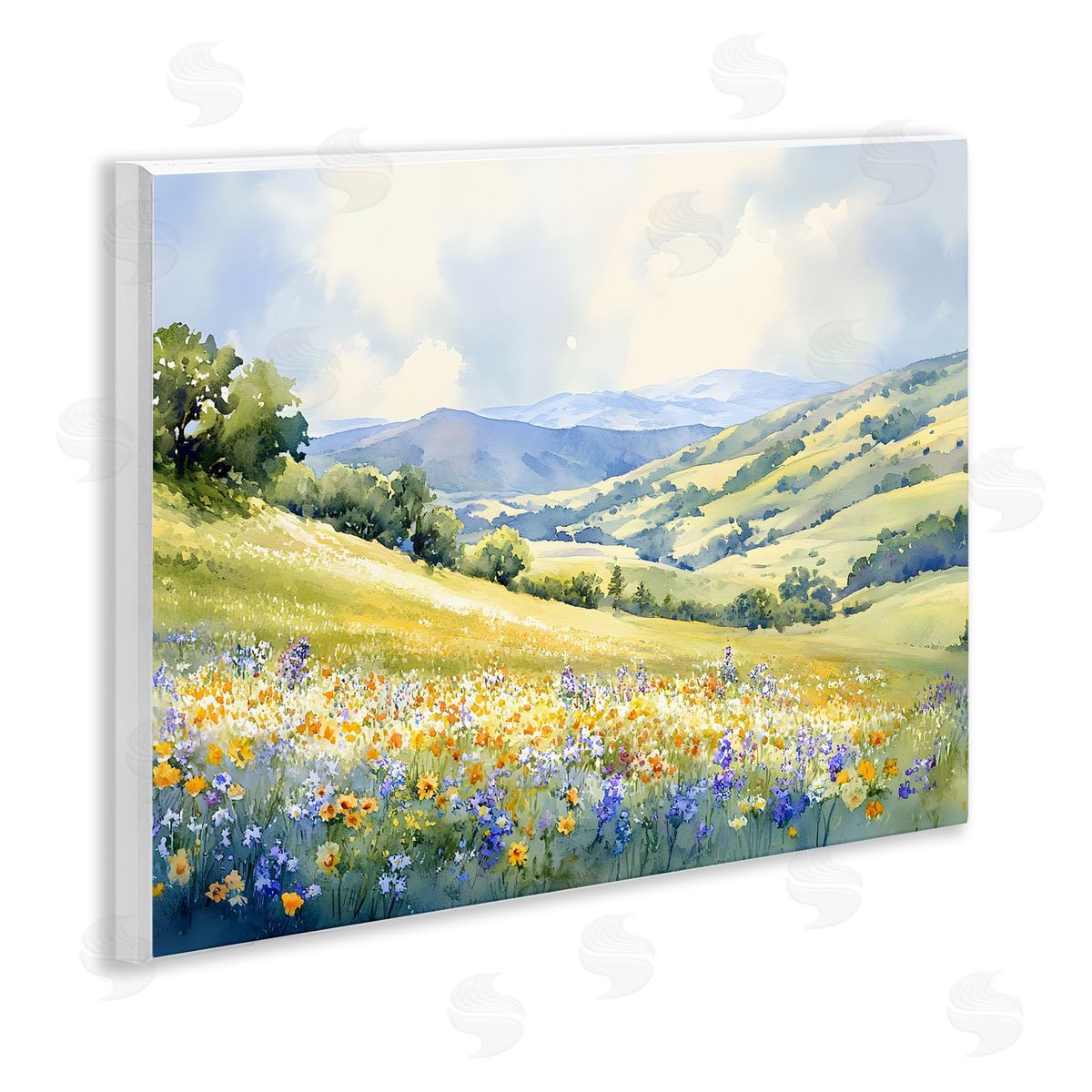 Spring Meadow with Distant Mountain Wood Plaque Wall Art, Home Decor by Franklyn Gregory