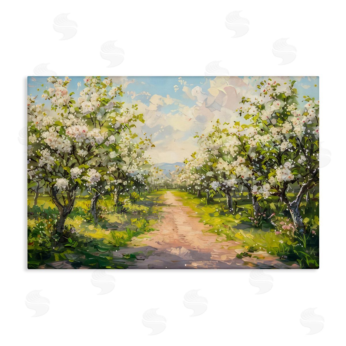 Path Through Flowering Trees Canvas Wall Art, Home Decor by LSR Creative Studio
