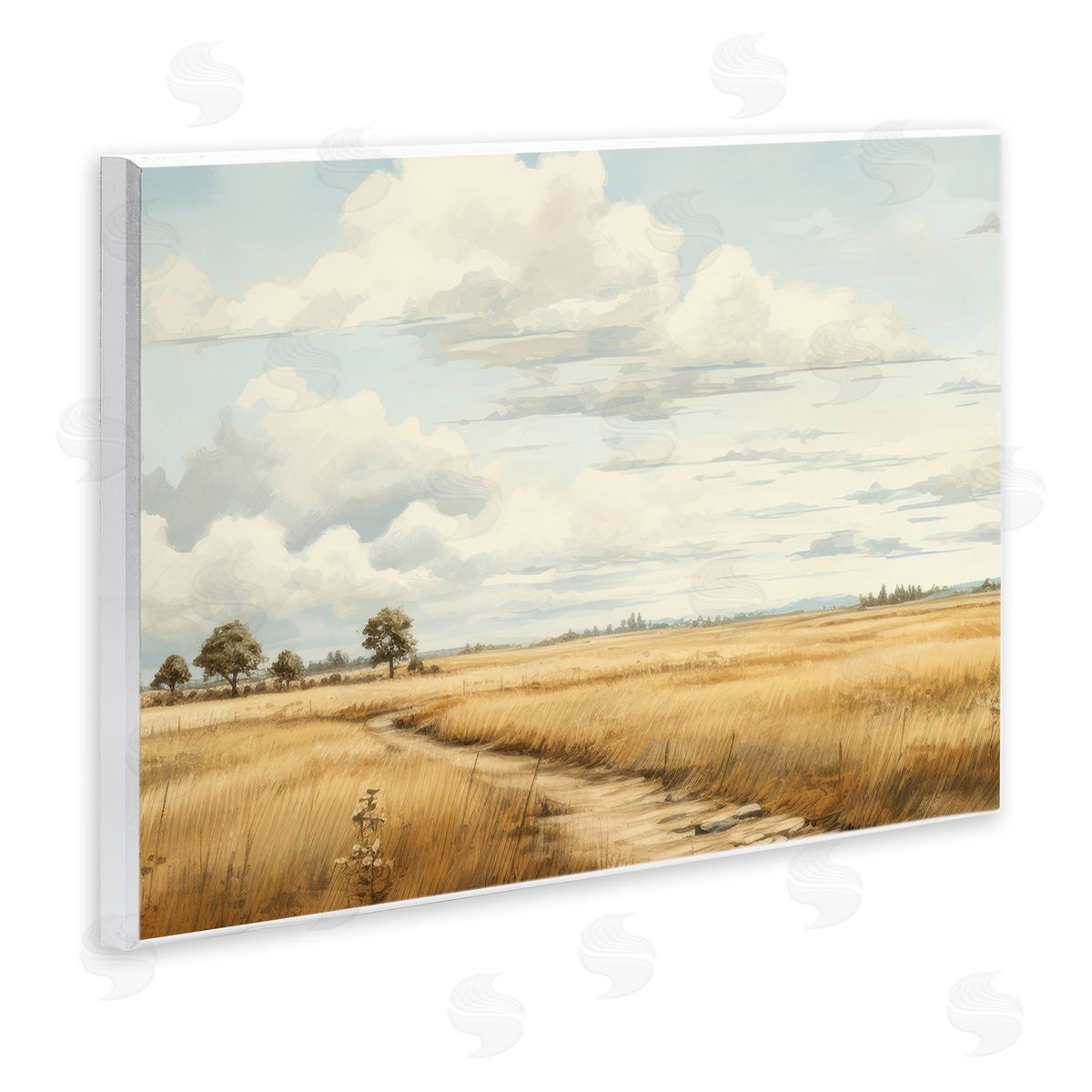 Path Through Vast Grassland Wood Plaque Wall Art, Home Decor by LSR Creative Studio