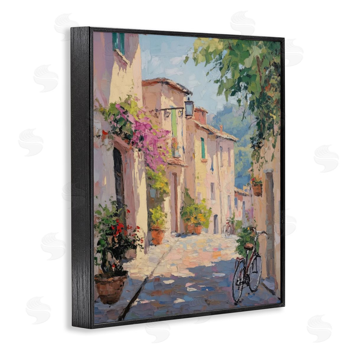 Cobblestone Path City Architecture Black Frame Print Wall Art, Home Decor by Nini Art