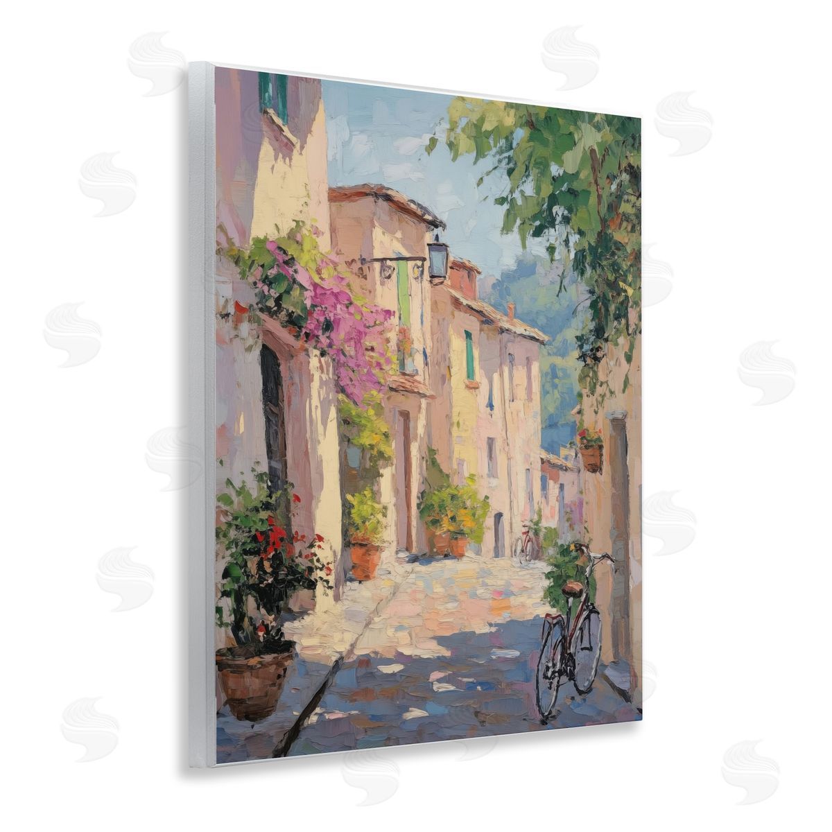Cobblestone Path City Architecture Wood Plaque Wall Art, Home Decor by Nini Art
