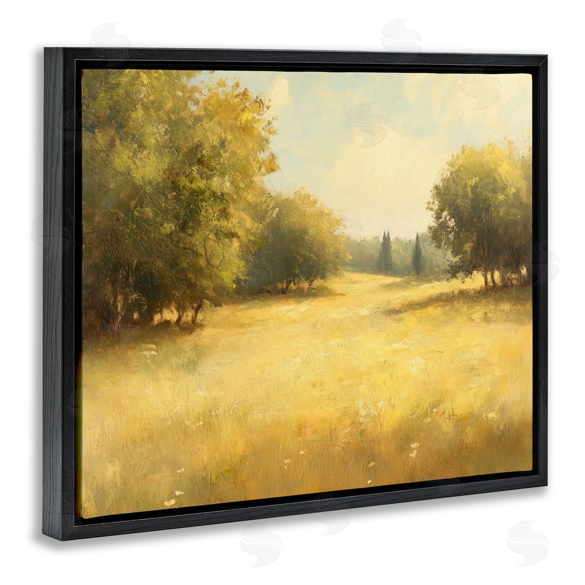 Calming Countryside Nature Black Floating Frame Canvas Wall Art, Home Decor by Petal Prints Design