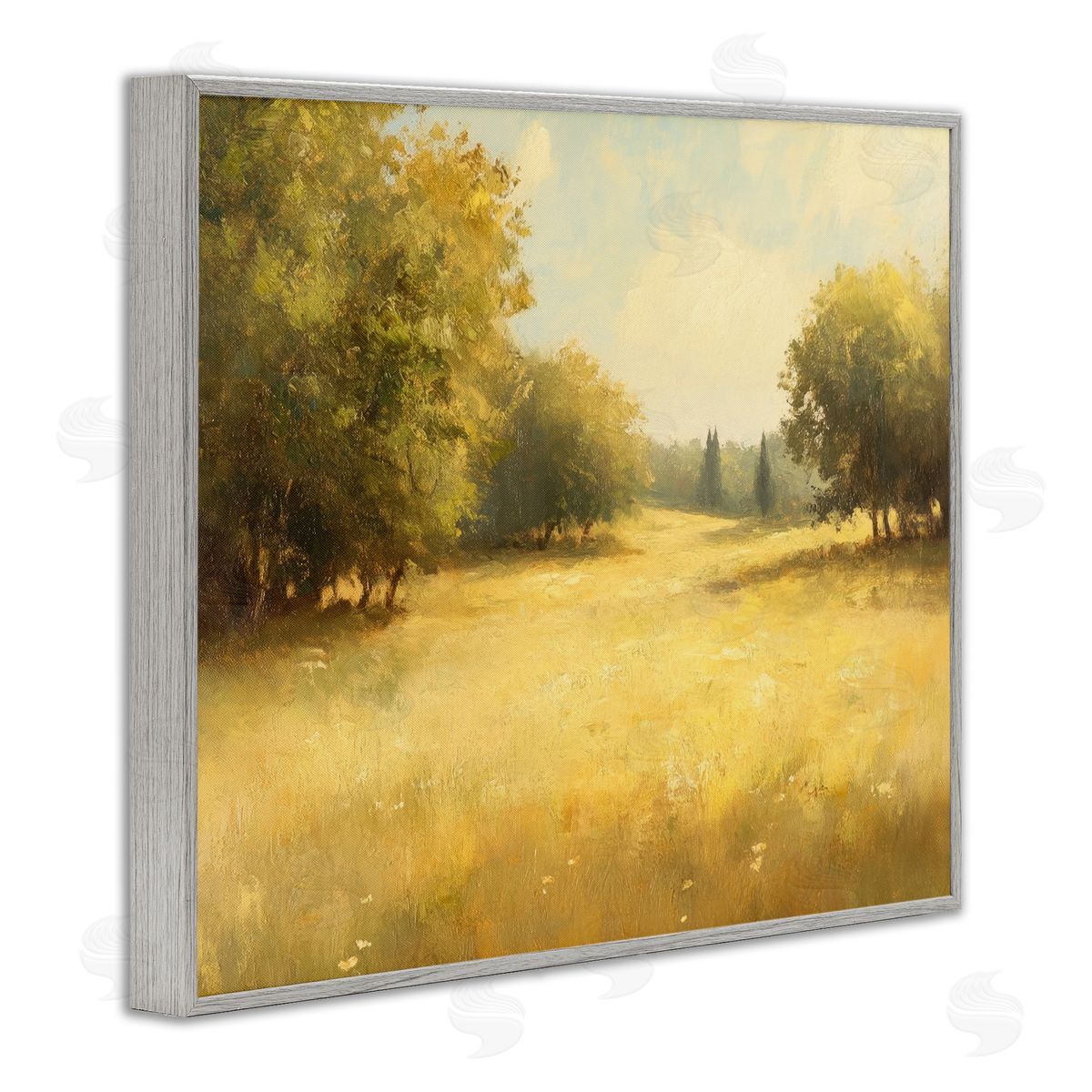 Calming Countryside Nature Grey Frame Print Wall Art, Home Decor by Petal Prints Design