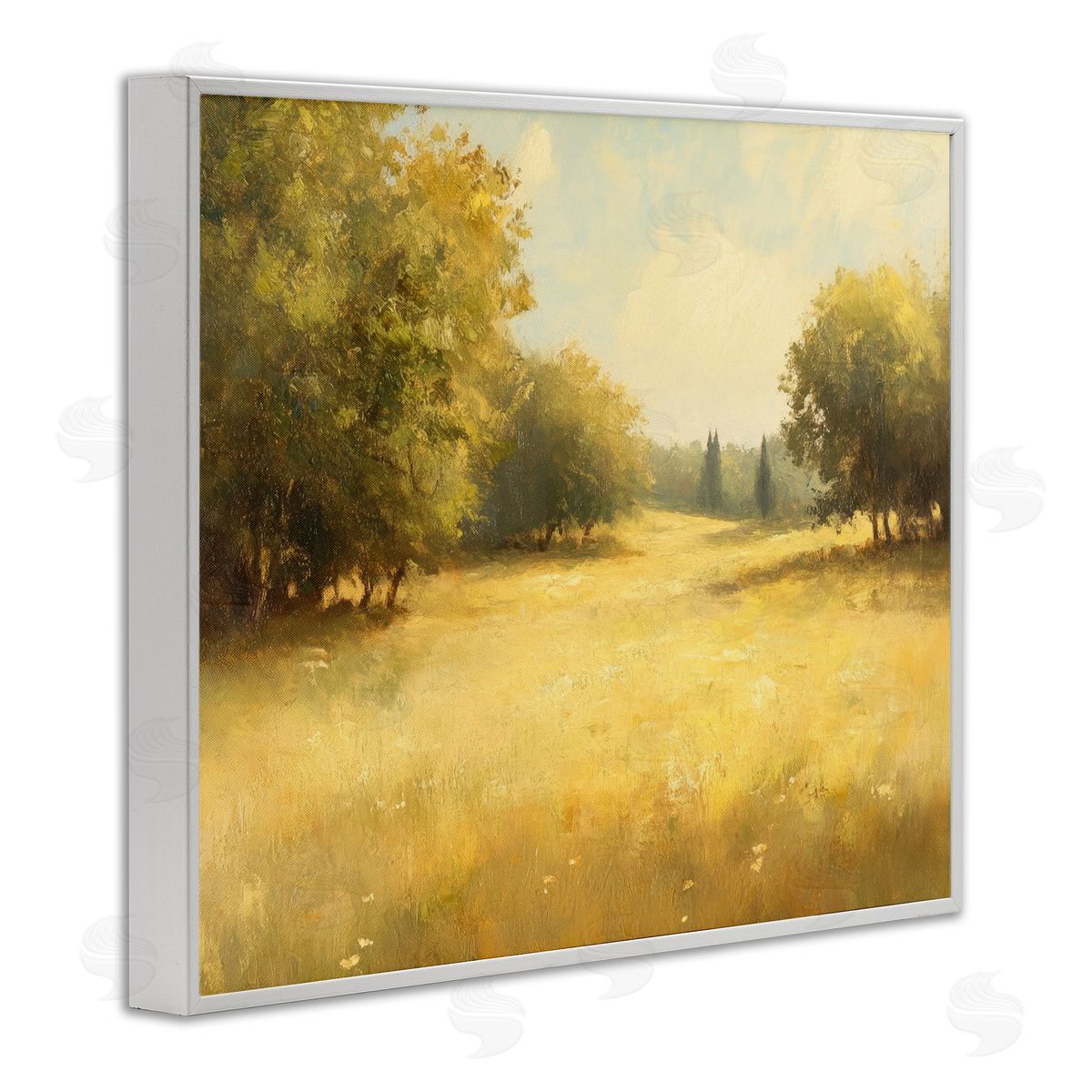 Calming Countryside Nature White Frame Print Wall Art, Home Decor by Petal Prints Design