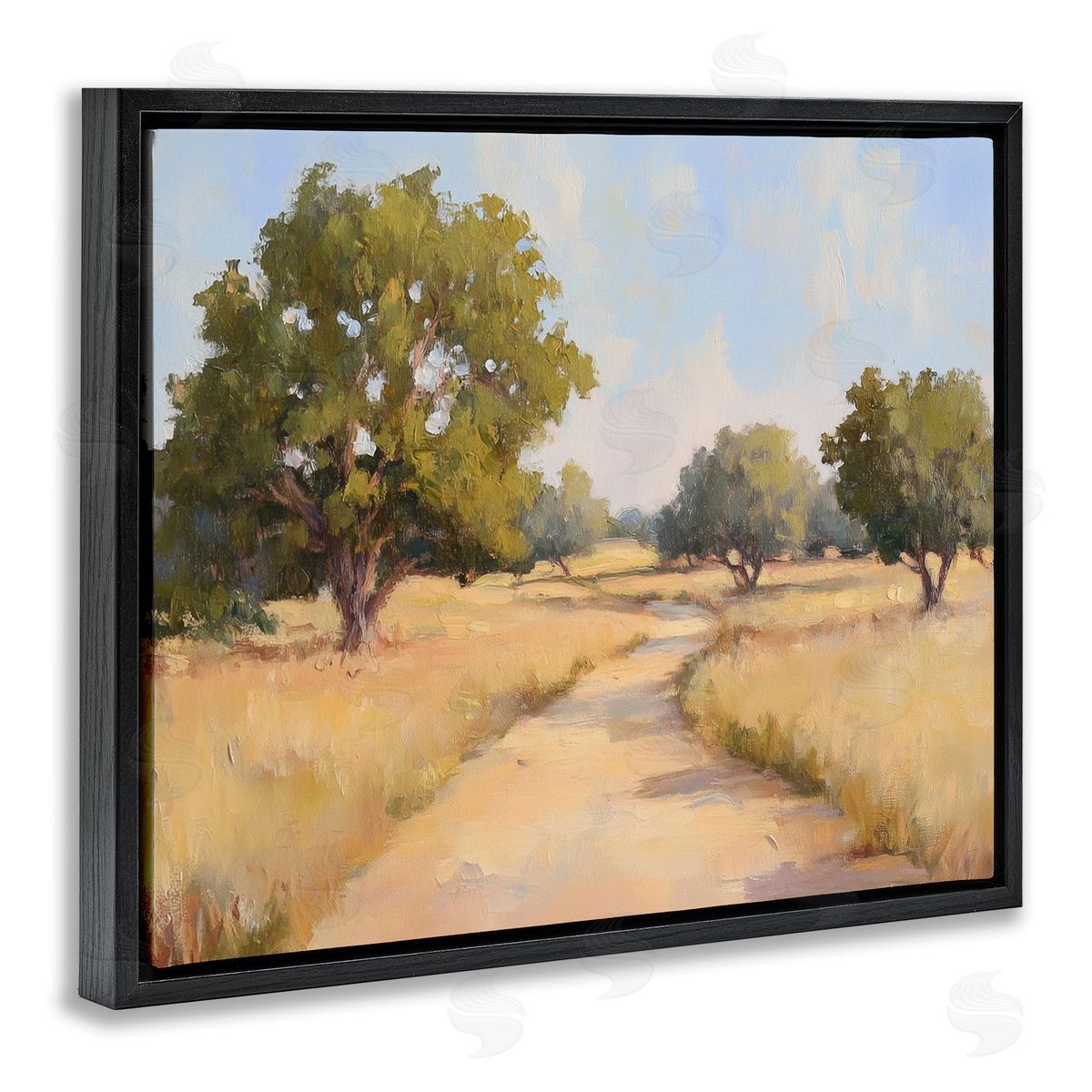 Getting Lost Natural Field Black Floating Frame Canvas Wall Art, Home Decor by Petal Prints Design