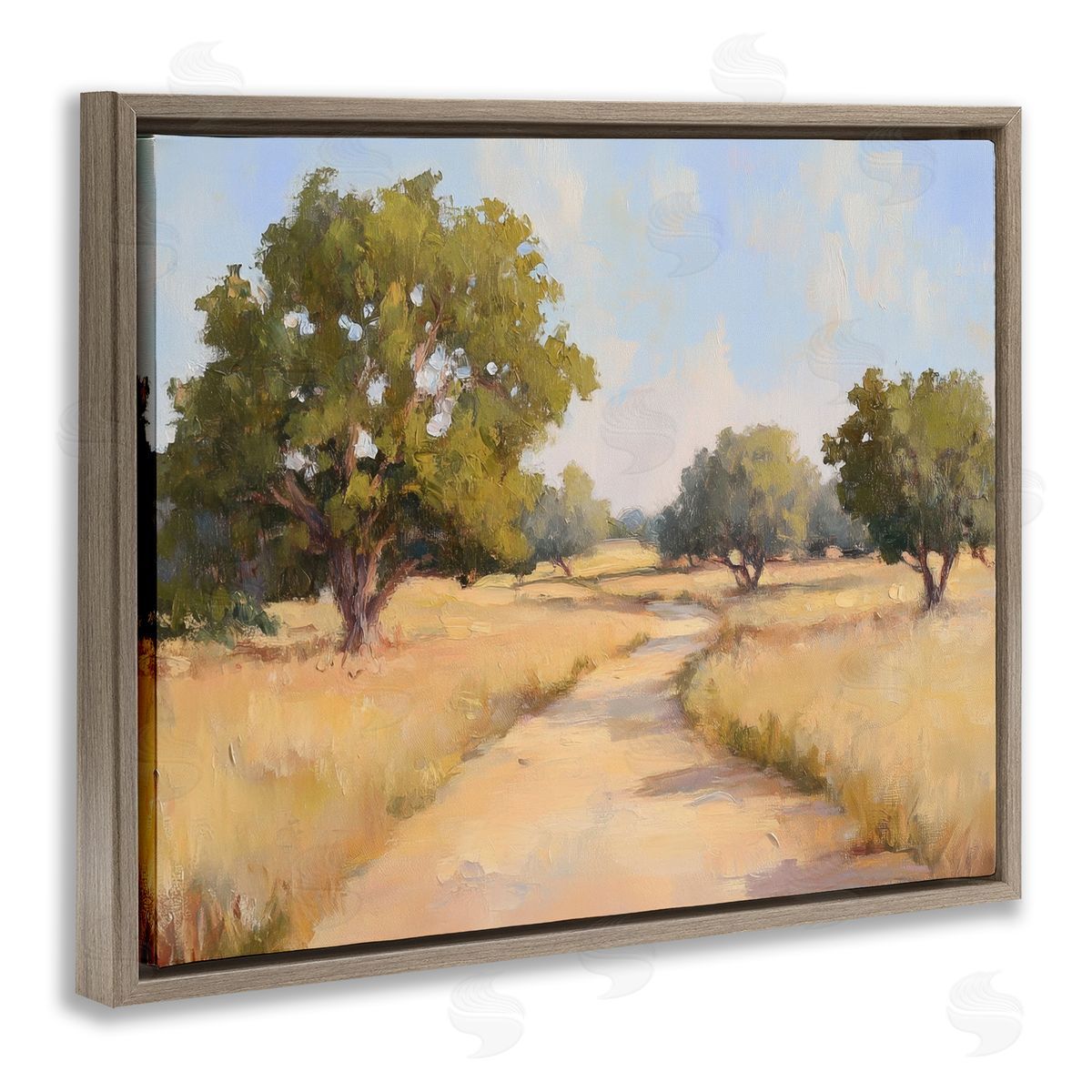 Getting Lost Natural Field Brown Floating Frame Canvas Wall Art, Home Decor by Petal Prints Design
