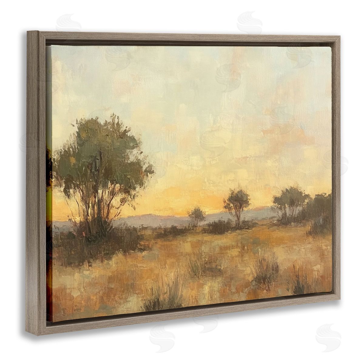 Honey Hued Horizon Brown Floating Frame Canvas Wall Art, Home Decor by Petal Prints Design