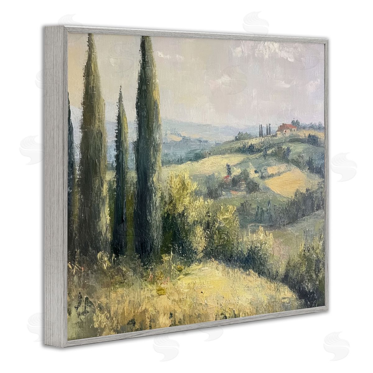 Rolling Hills Country View Grey Frame Print Wall Art, Home Decor by Petal Prints Design