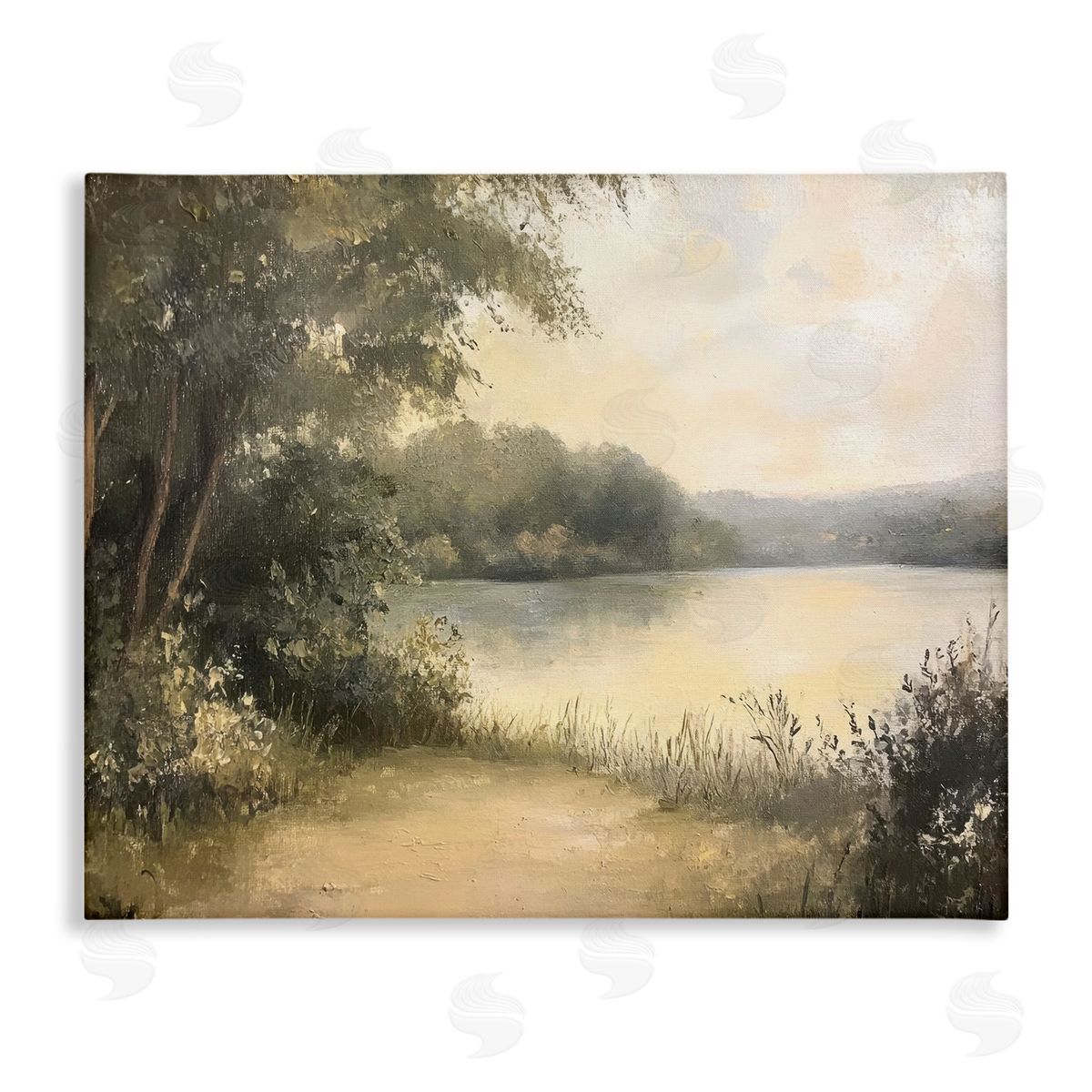Shore of Peaceful Lake Canvas Wall Art, Home Decor by Petal Prints Design