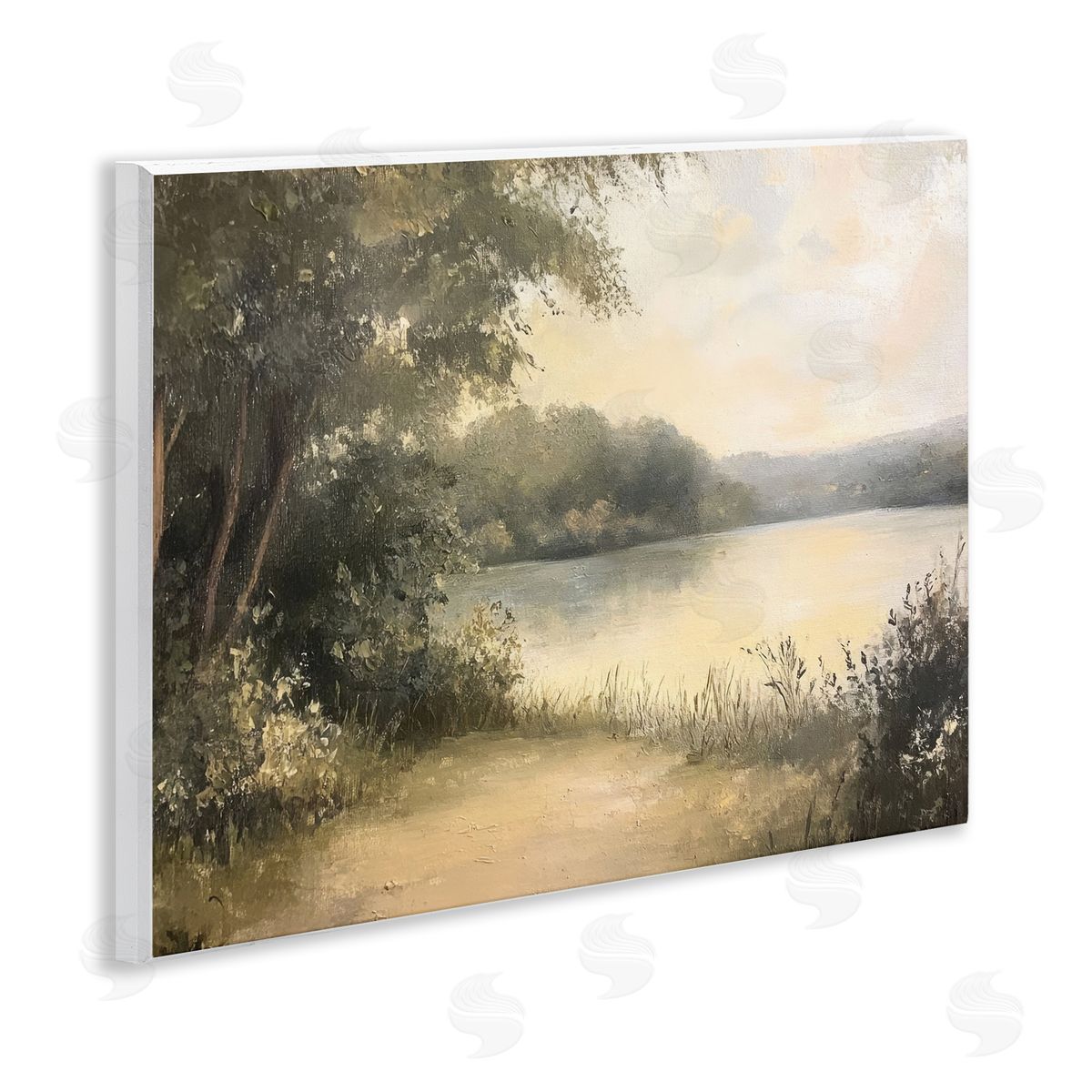 Shore of Peaceful Lake Wood Plaque Wall Art, Home Decor by Petal Prints Design