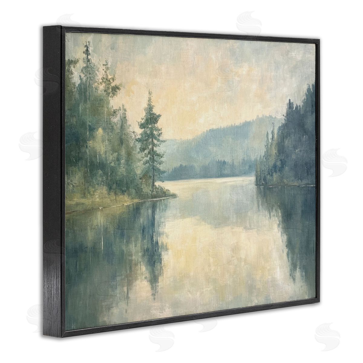 Mountain's Reflection Landscape Black Frame Print Wall Art, Home Decor by Petal Prints Design