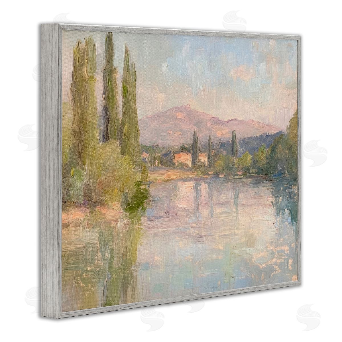 Place By The Lake Grey Frame Print Wall Art, Home Decor by Petal Prints Design