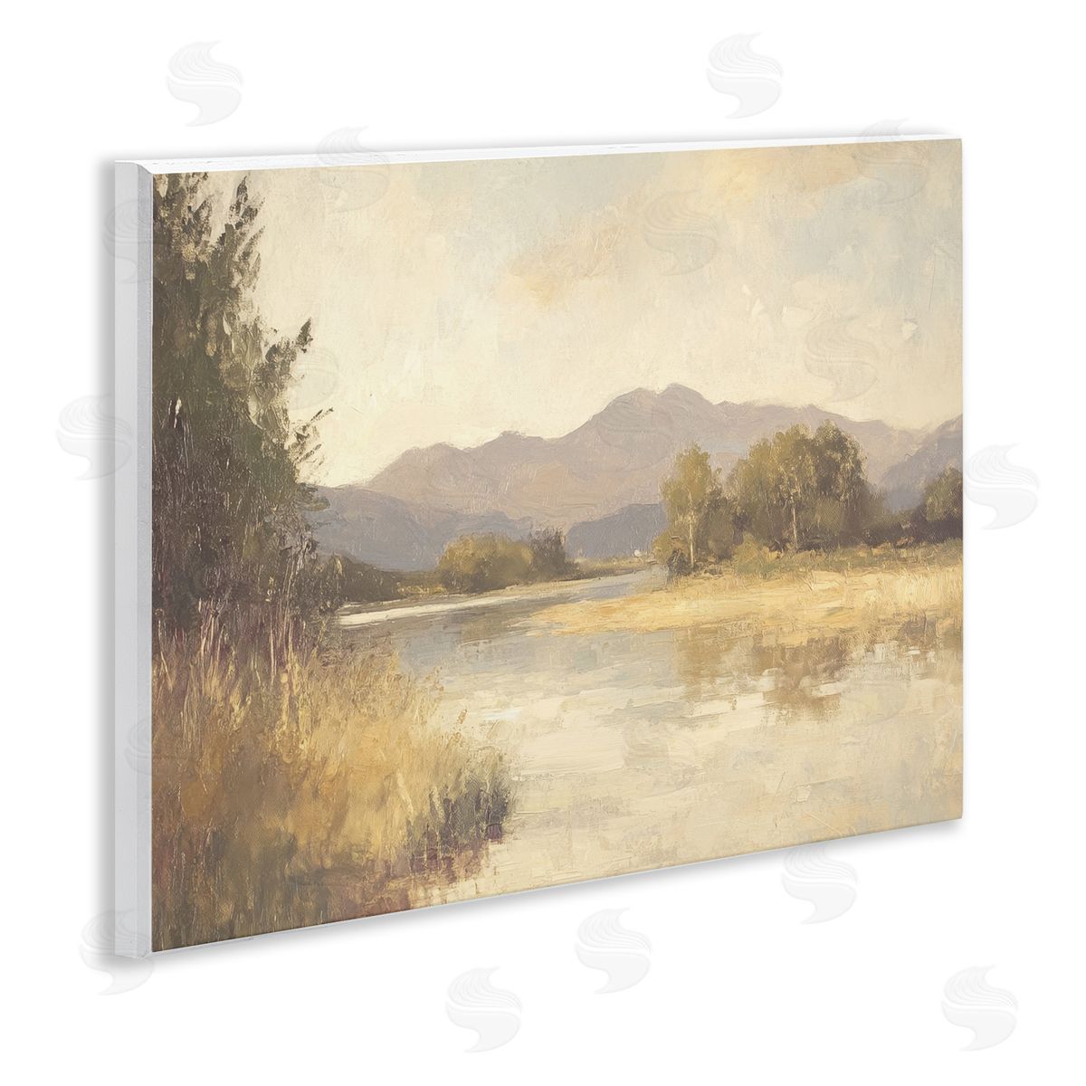 Wild River Mountain View Wood Plaque Wall Art, Home Decor by Petal Prints Design